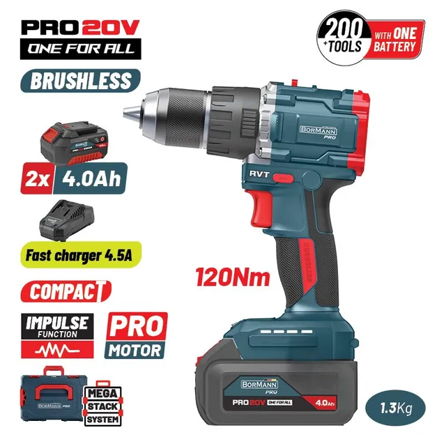 Bormann Pro BBP5451X44CA Trapano Battente 20V con Valigia