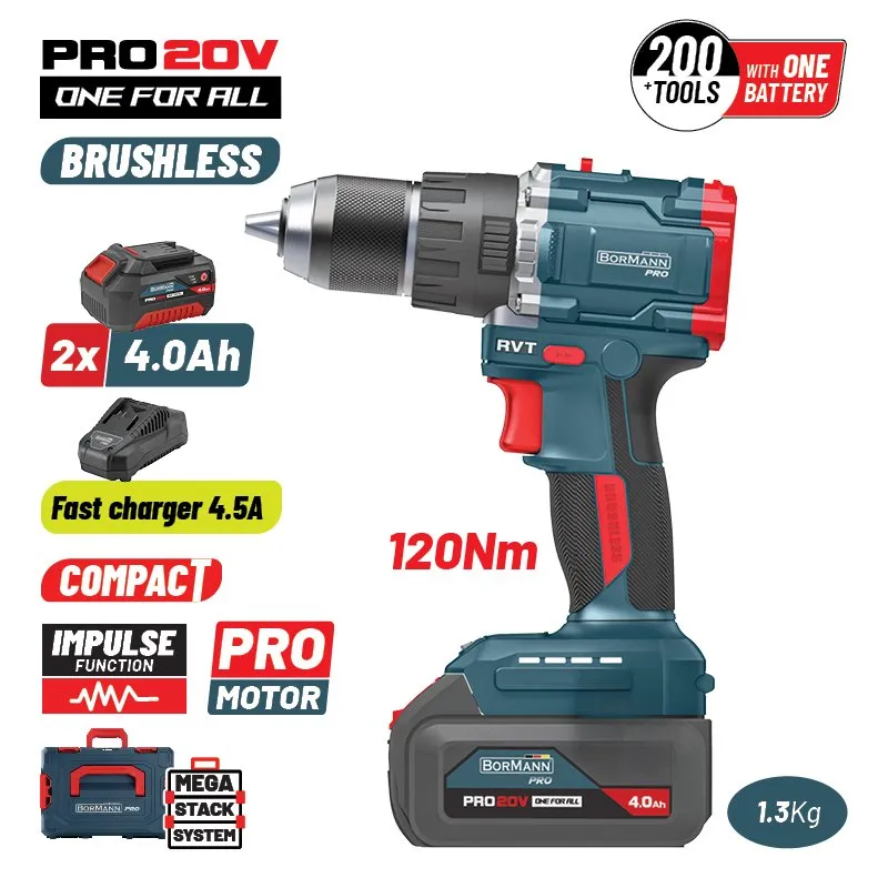 Bormann Pro BBP5451X44CA Trapano Battente 20V con Valigia
