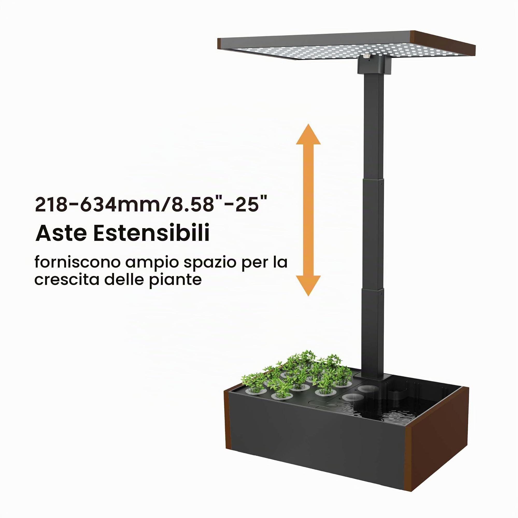 Wiltec Serra Idroponica LED 20 Piante 9,8 L Marrone