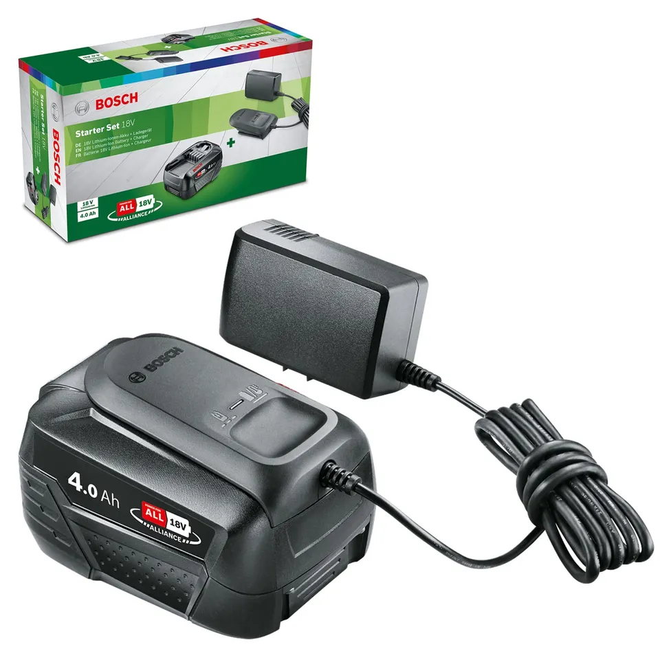 Bosch Home Garden Starter Set 18V Batteria 4,0Ah Carica