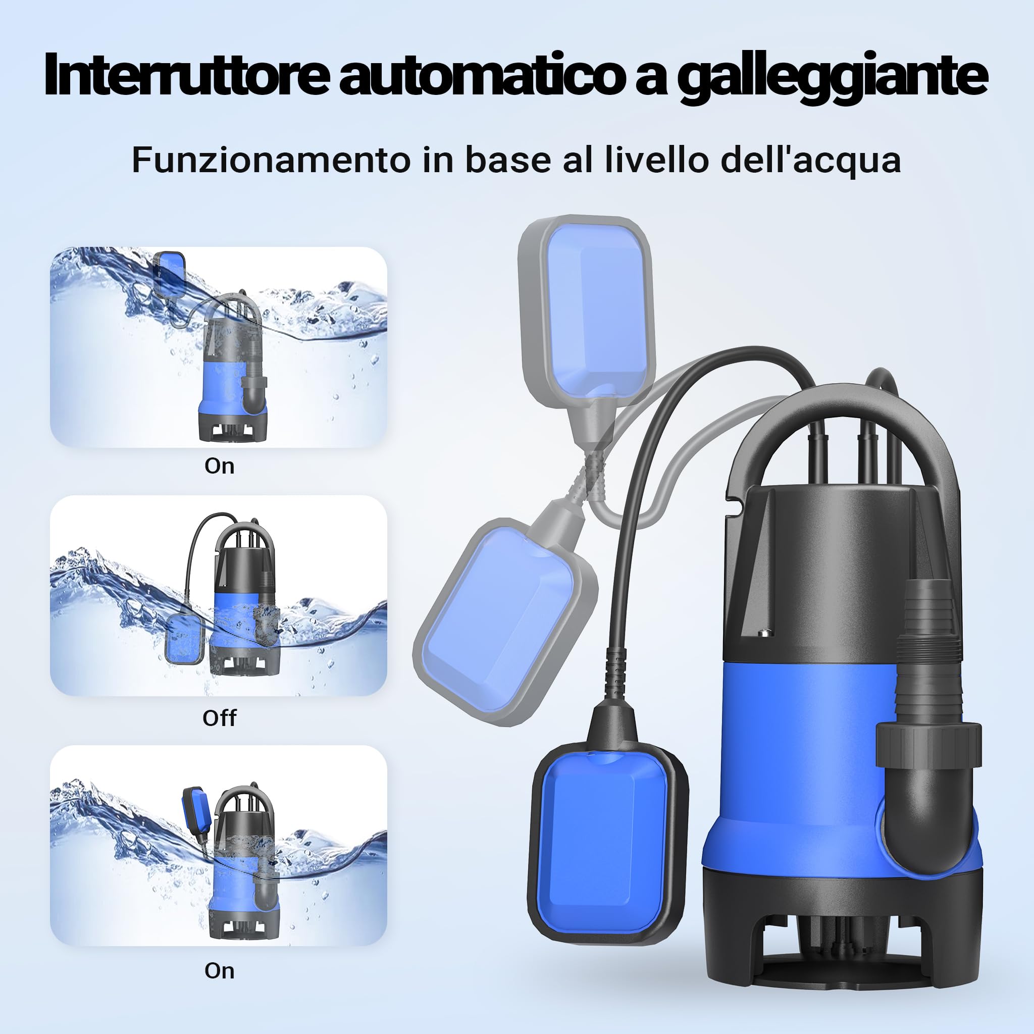 Wiltec Pompa Sommersa Acque Nere 750W 12500 l/h