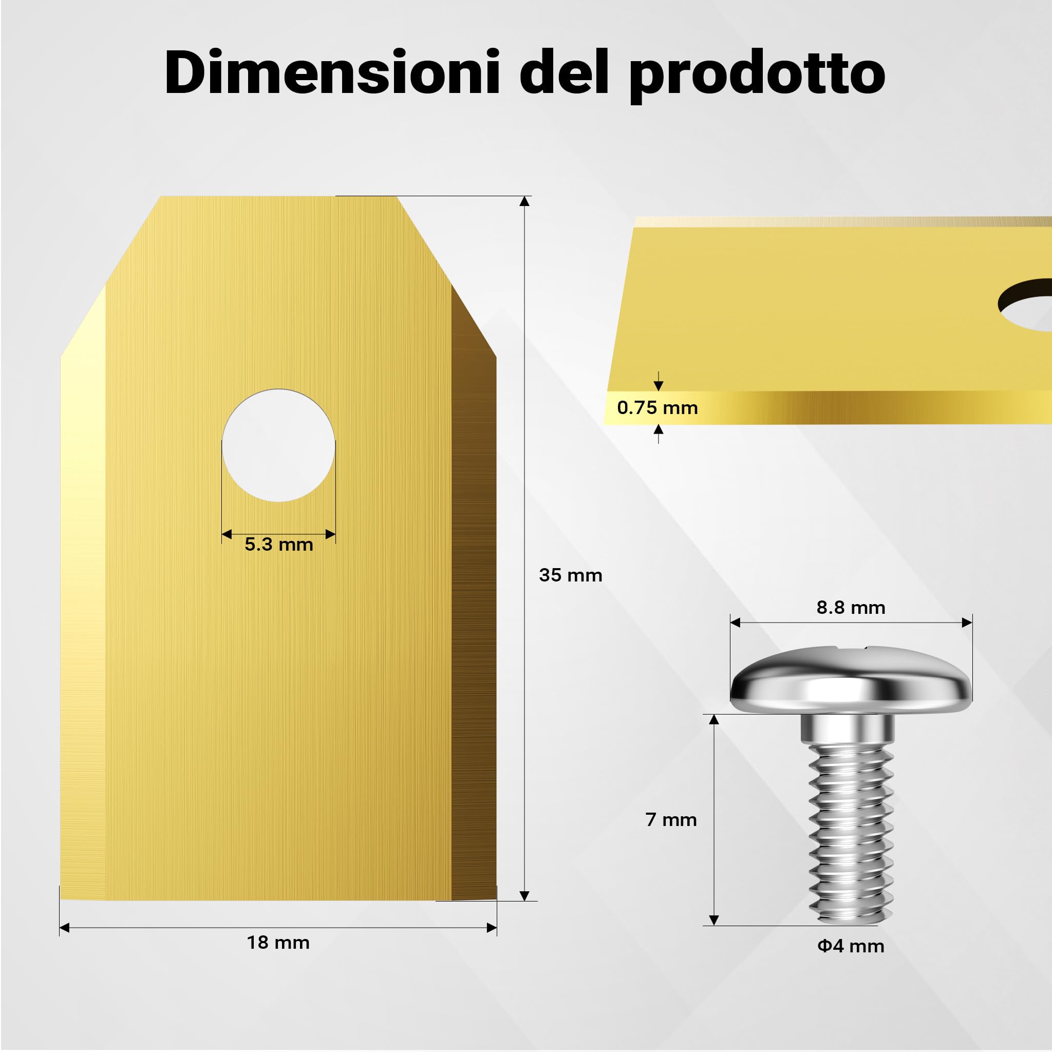 Wiltec lame robot rasaerba titanio V1 35x18mm 1 foro