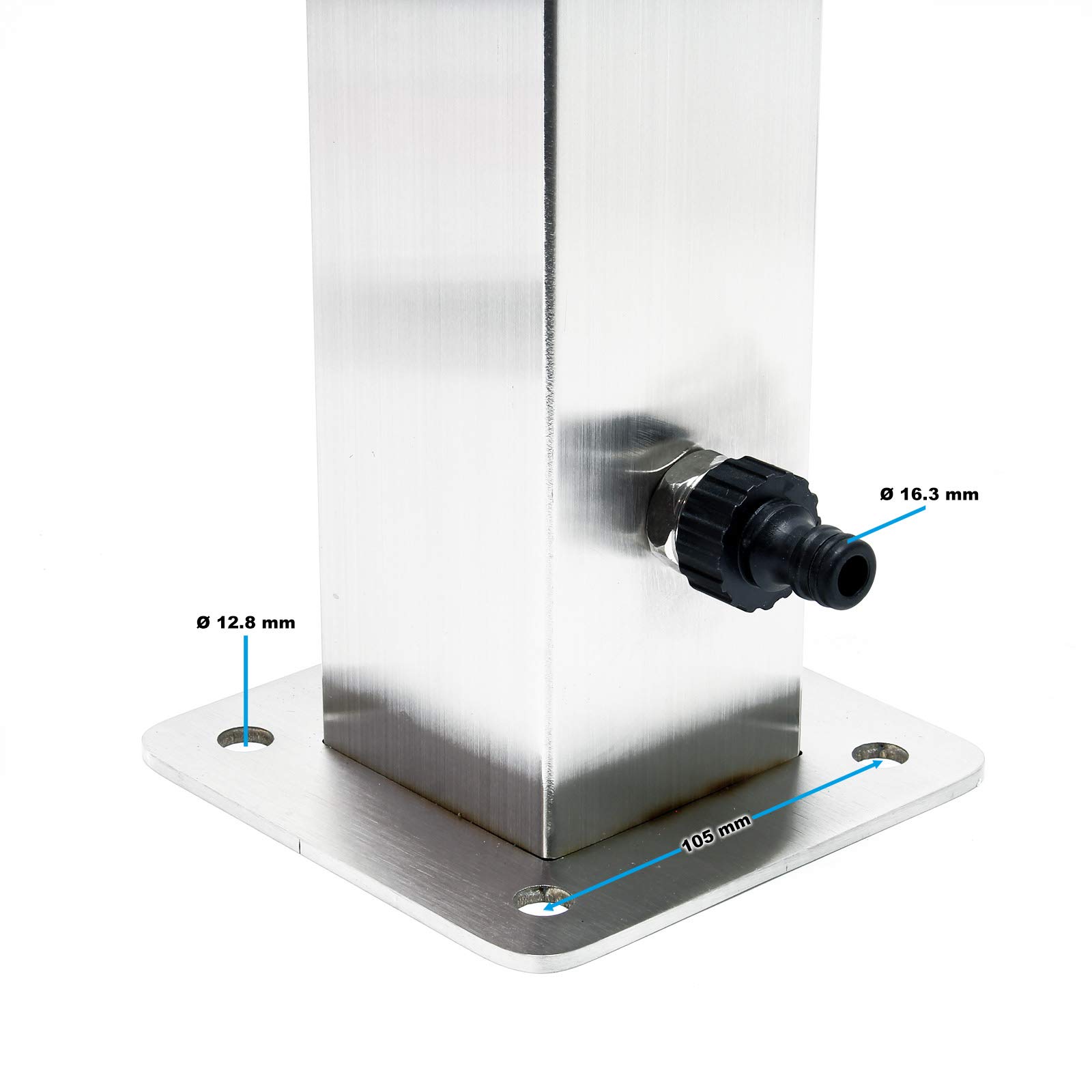 Wiltec Fontanella colonna acqua acciaio inox 95 cm quadrata