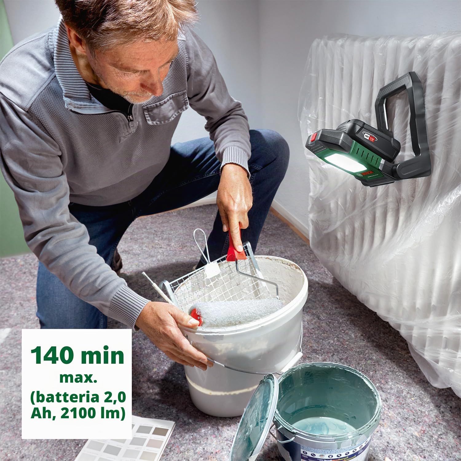 Bosch Universal WorkLight 18V-2100 torcia lavoro senza batteria