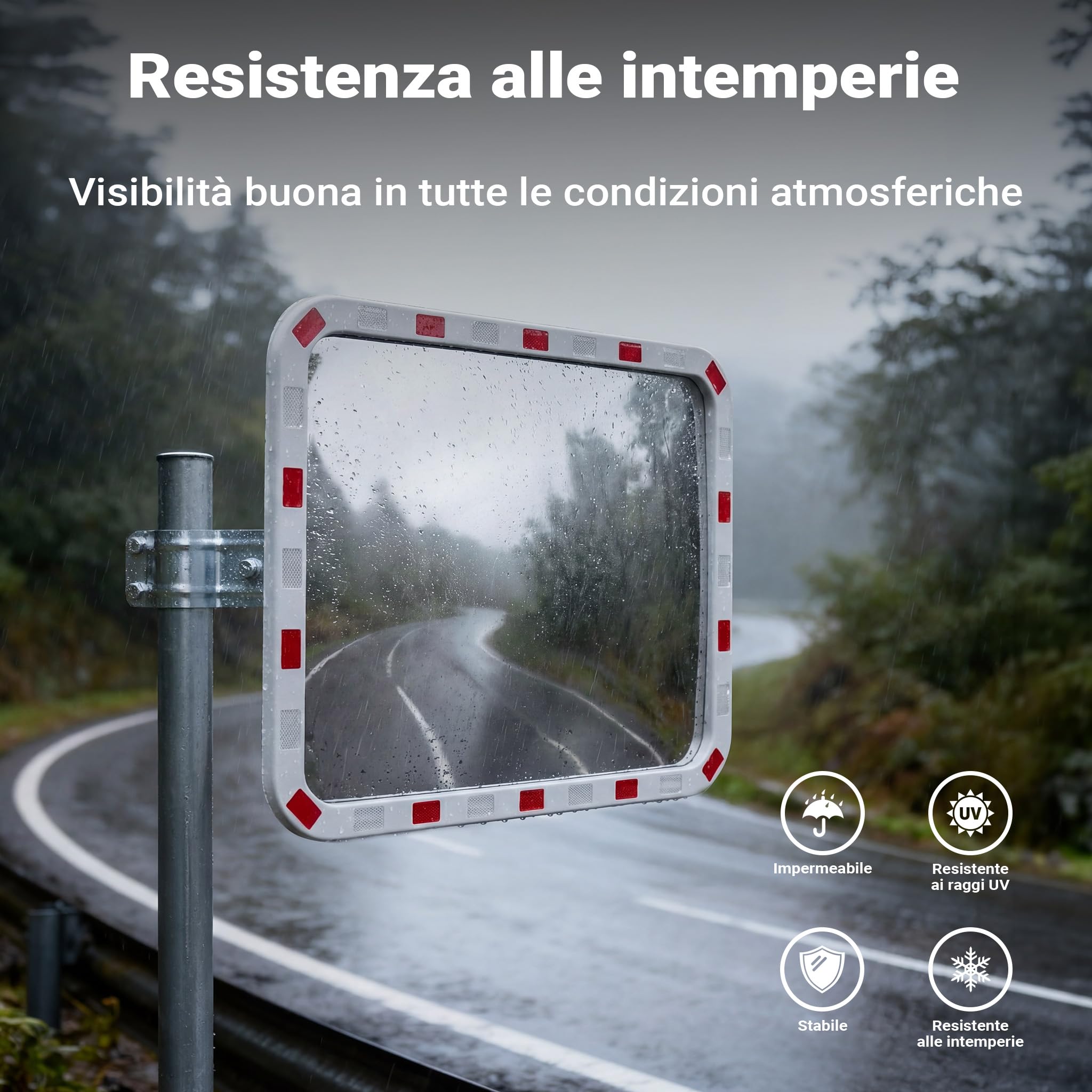 Wiltec Specchio Stradale 70x90 cm Convesso Infrangibile