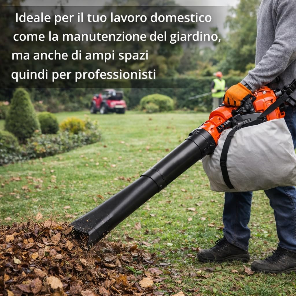 De Rosa Shop Soffiatore Scoppio 2T 25,4cc Aspiratore Sacco 50L