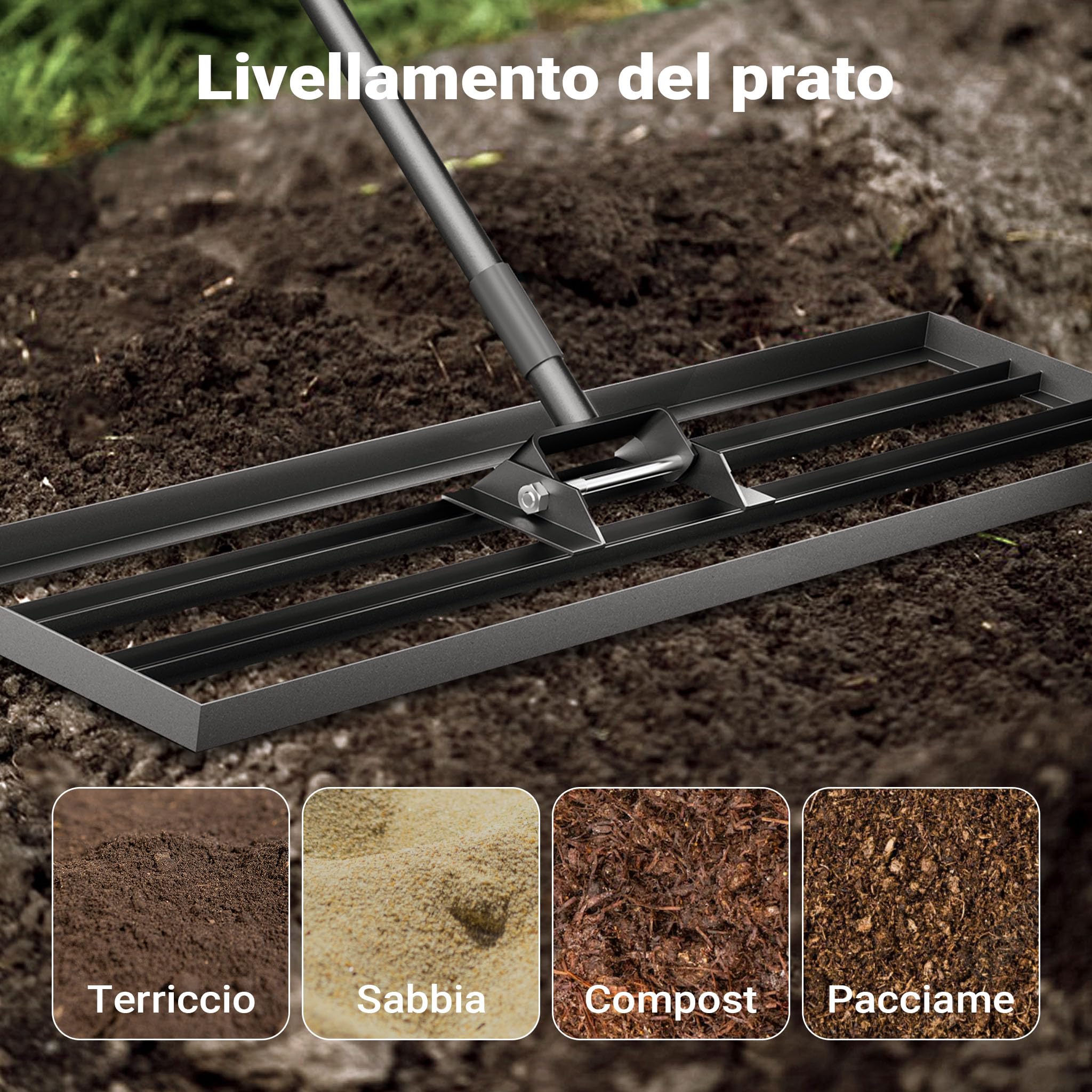 Wiltec Rastrello livellatore alluminio 121,9x25,4 cm prato