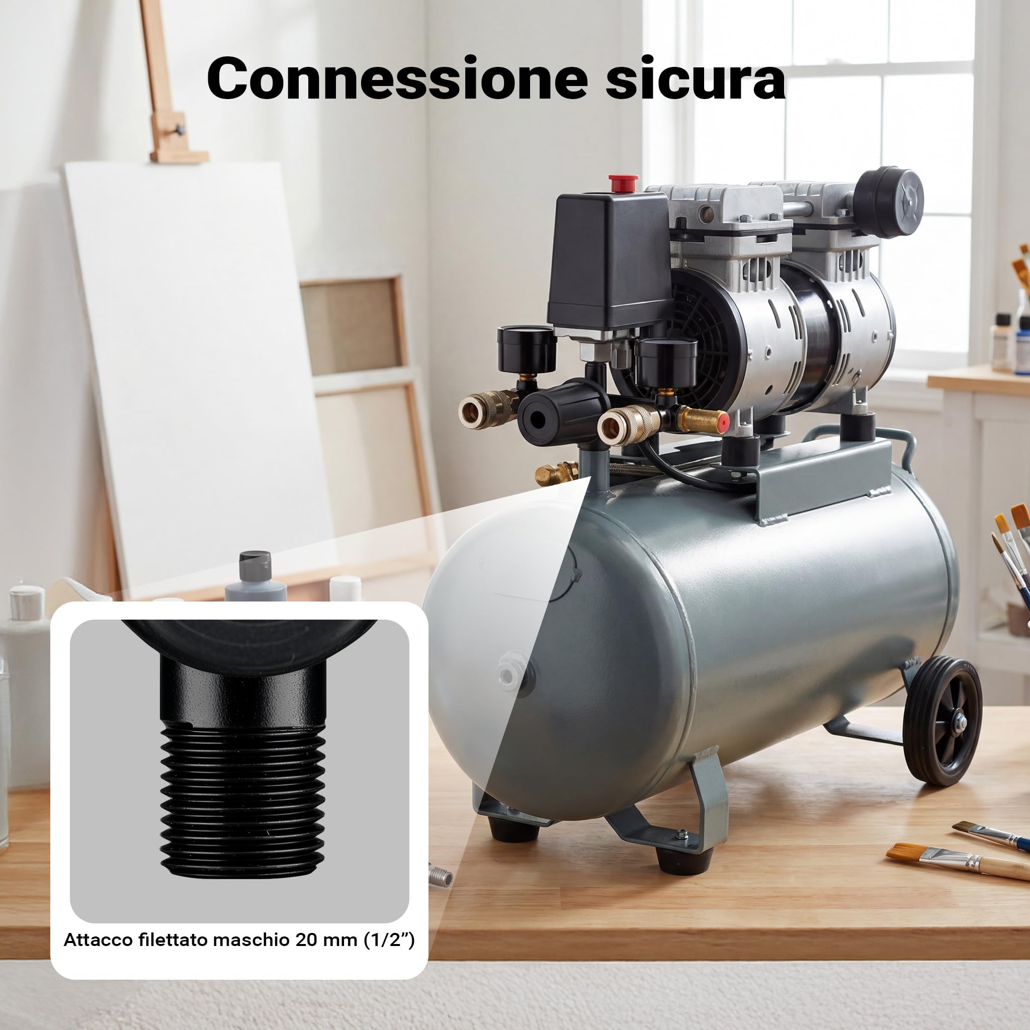 Wiltec regolatore pressione pressostato compressore 8 bar 2 manometri