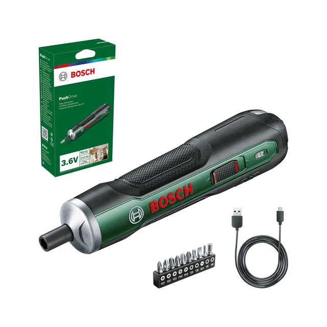 Bosch PushDrive cacciavite a batteria 3,6V Starter Set 10 punte