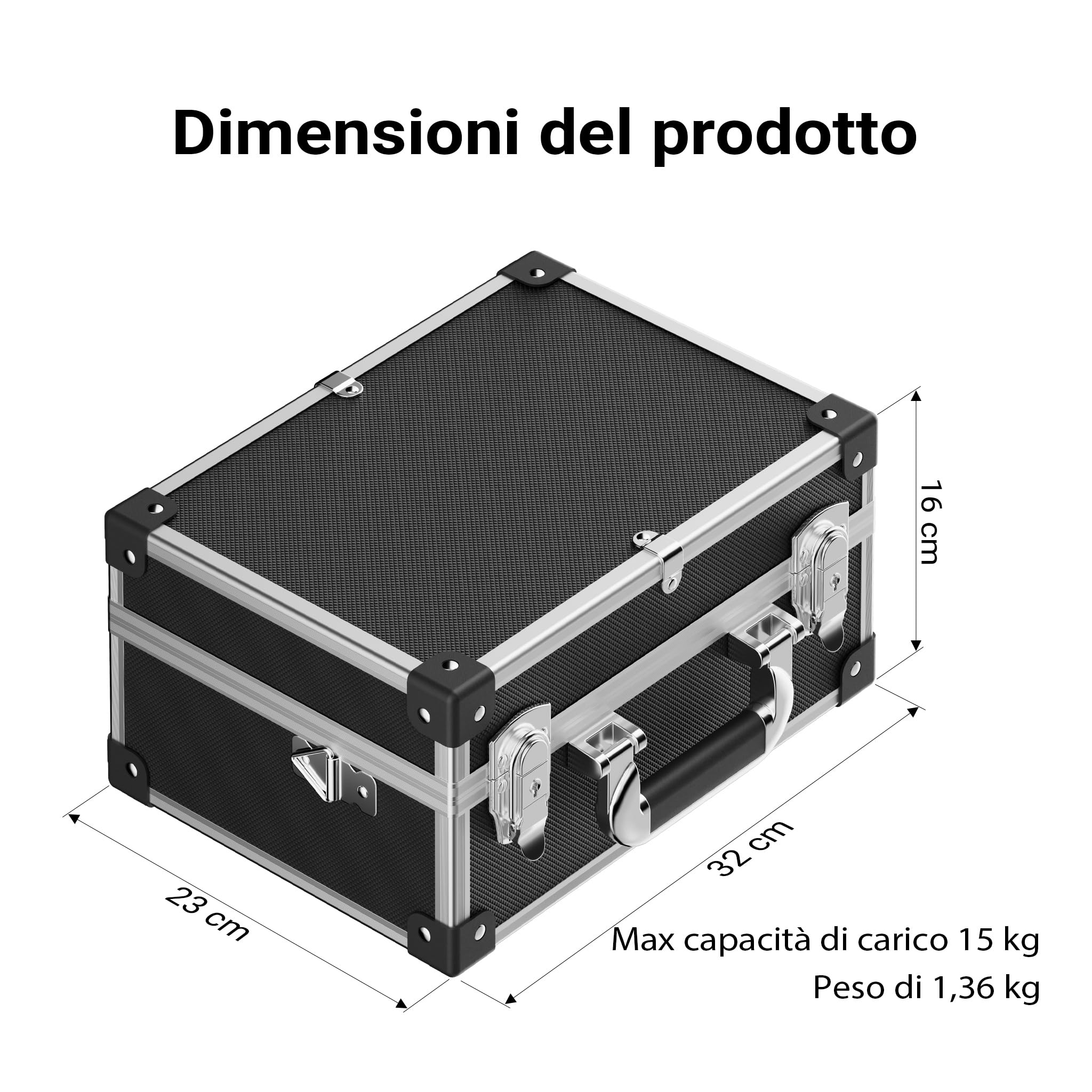 Wiltec Valigetta Portattrezzi Alluminio 32x23x16cm Argento