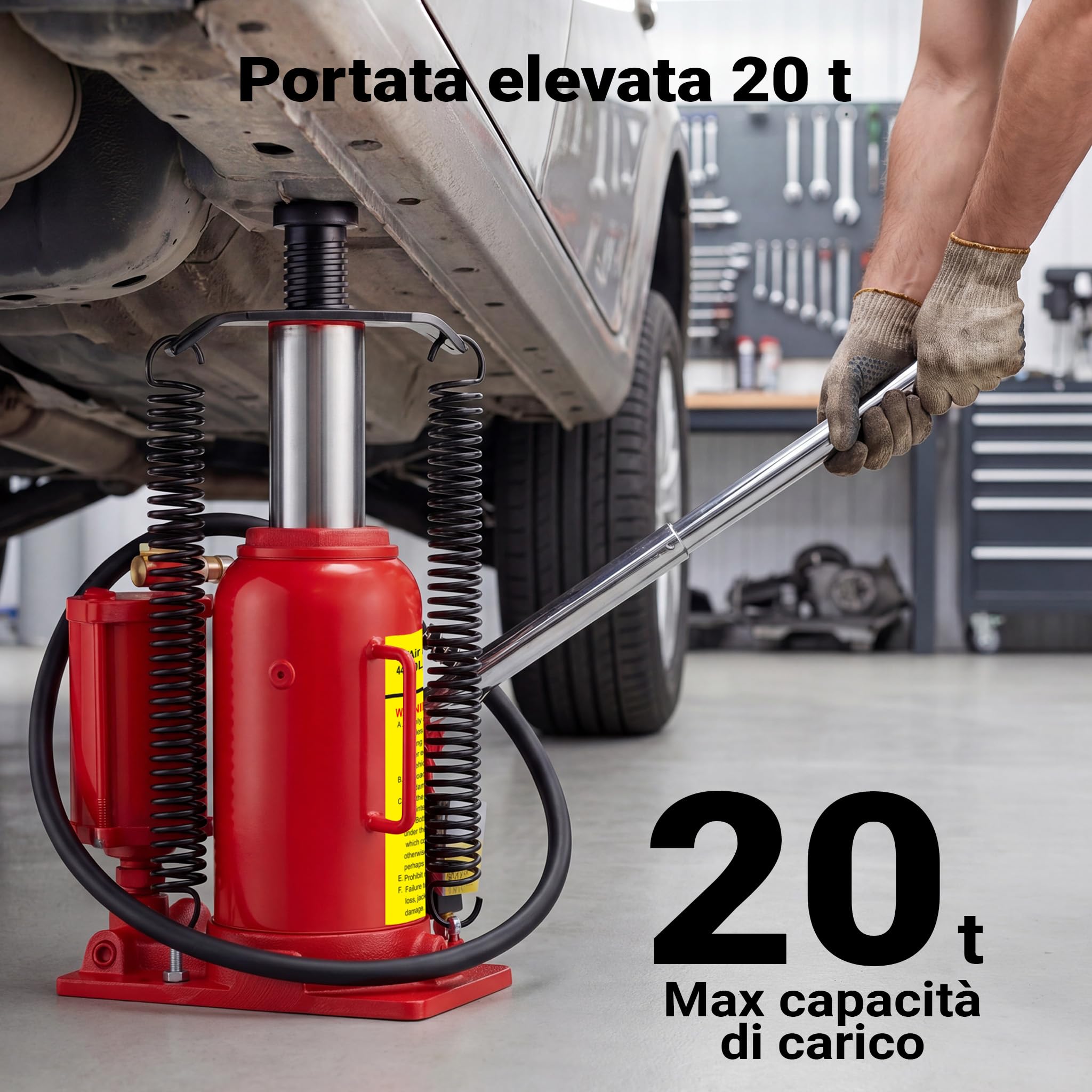 Wiltec Martinetto Bottiglia 20t 260-510 mm Acciaio