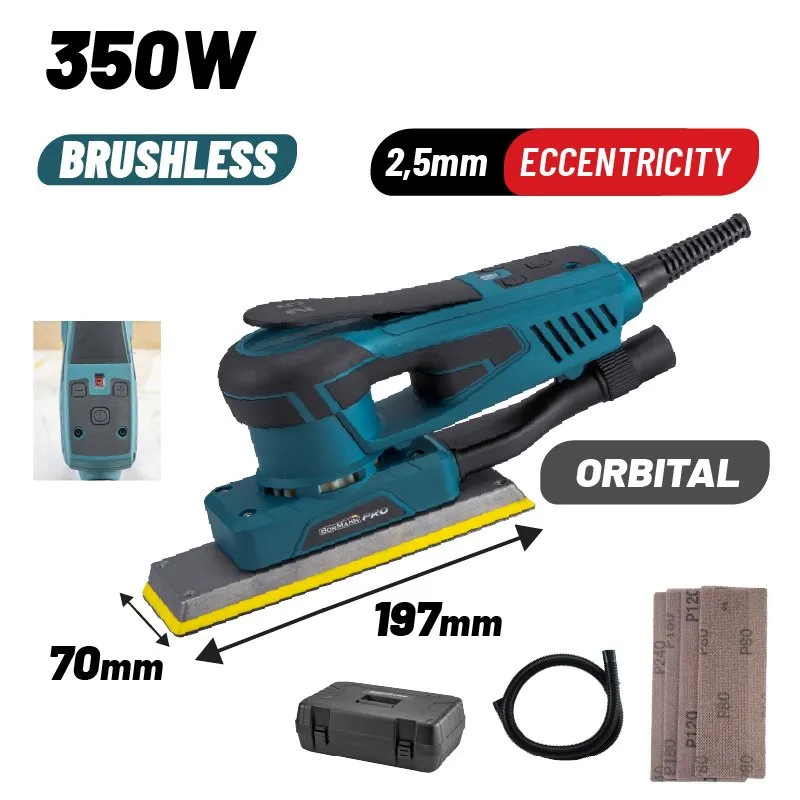 Bormann Levigatrice Orbitale Brushless 350W 70x197mm