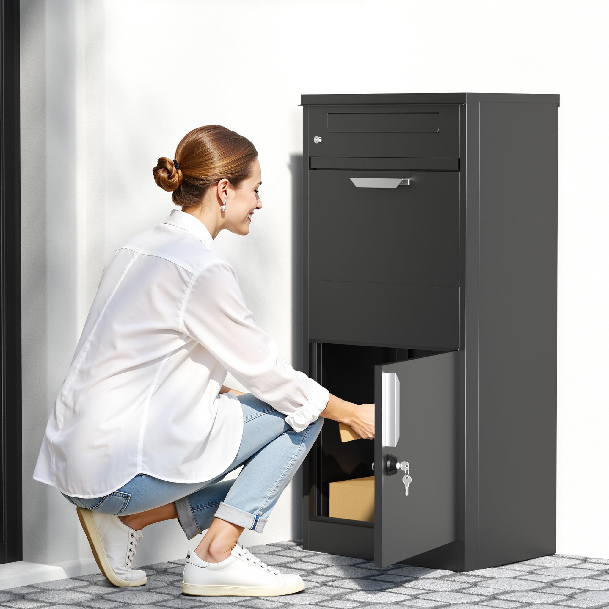 XPOtool Cassetta Postale per Pacchi Nera 112x50x37 cm con Serratura