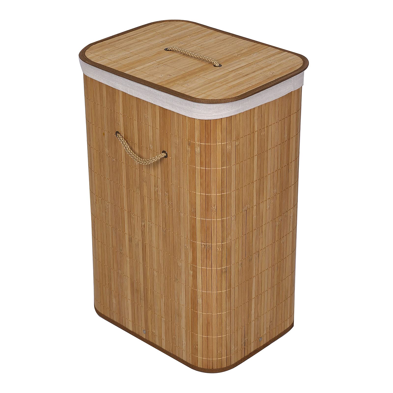 Wiltec Cesto Portabiancheria Bambù 72 L Natur Rettangolare