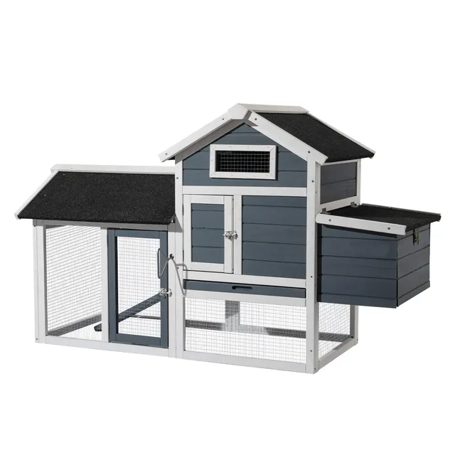 Wiltec Pollaio Legno 152x52x92 cm con Recinto Grigio