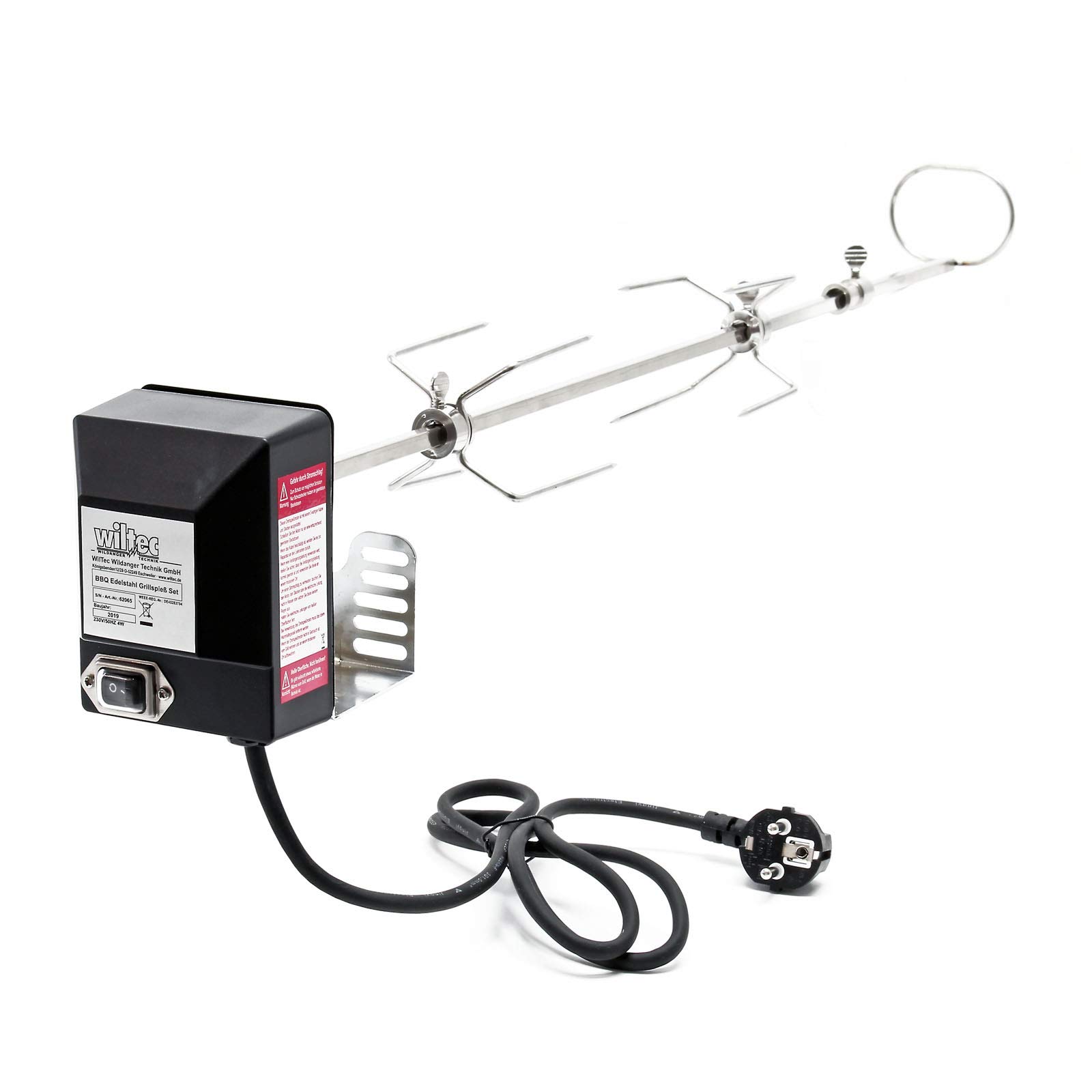 Wiltec girarrosto barbecue 82 cm 230 V inox 10 kg