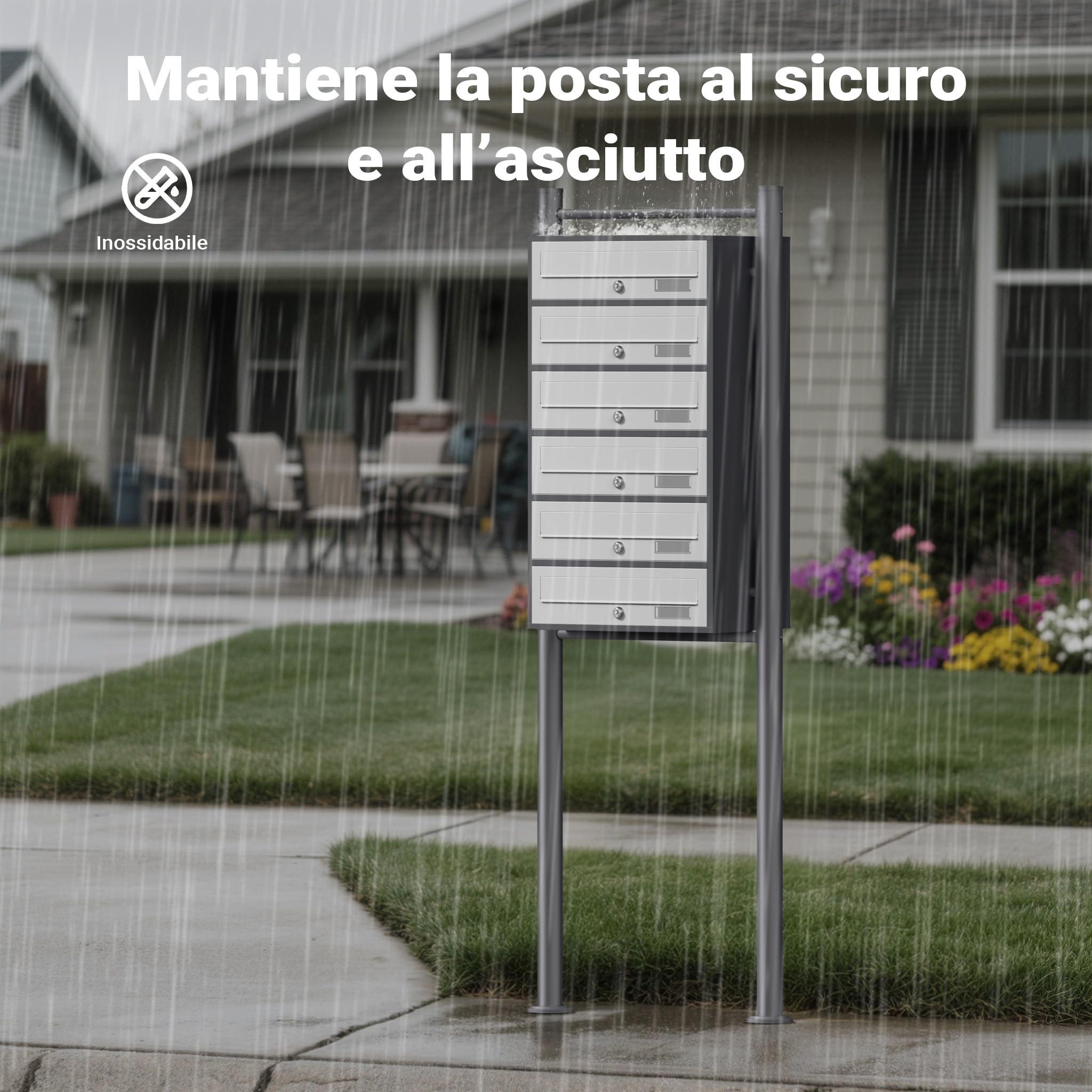 Wiltec Cassetta Postale 6 Posti Bianco Antracite 150 cm