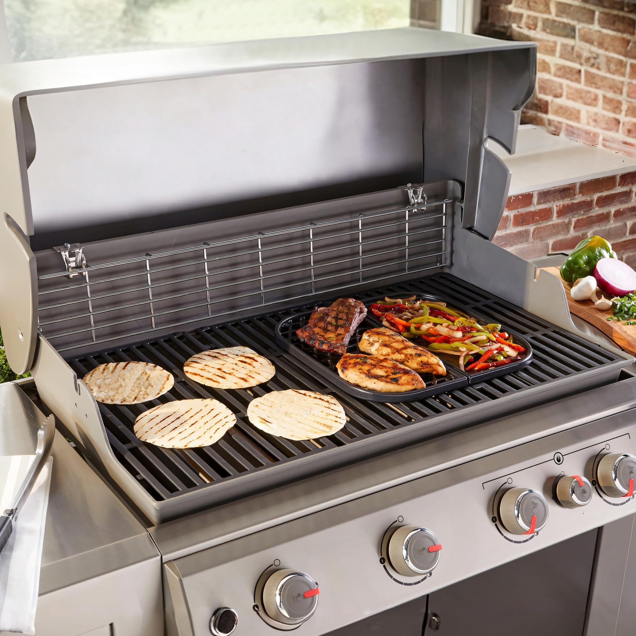 Wiltec griglia ghisa camino barbecue 29x38 cm spessore 9 mm