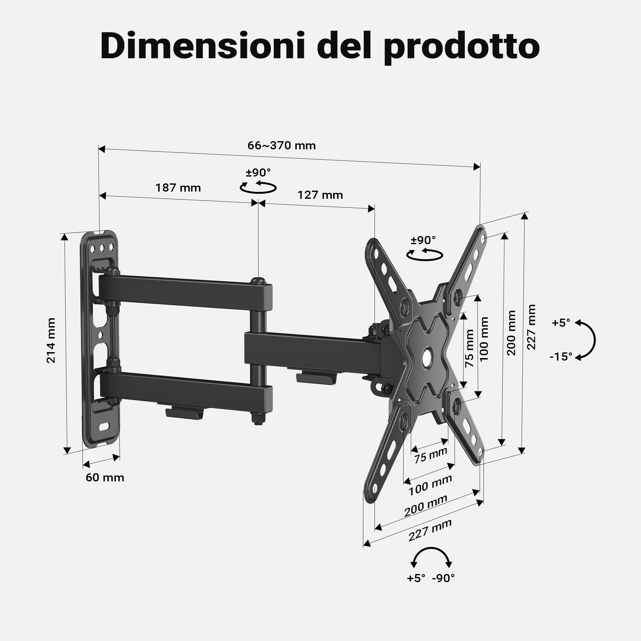 Wiltec Supporto TV parete 13-43" braccio snodato 20 kg
