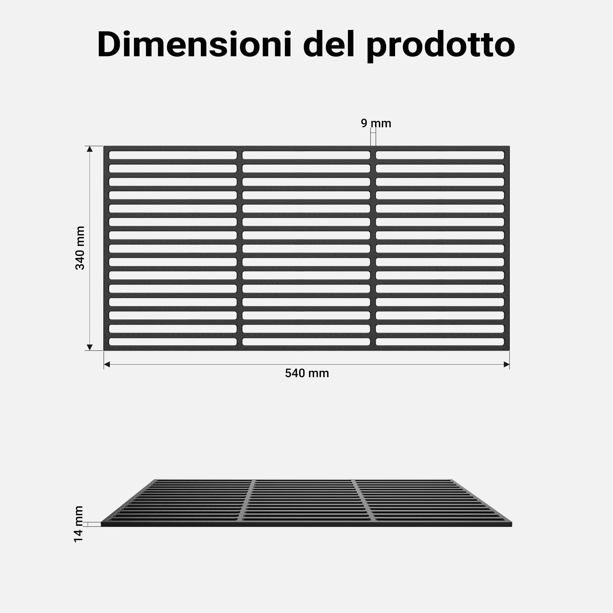 Wiltec griglia barbecue ghisa rettangolare 54x34 cm carbone gas