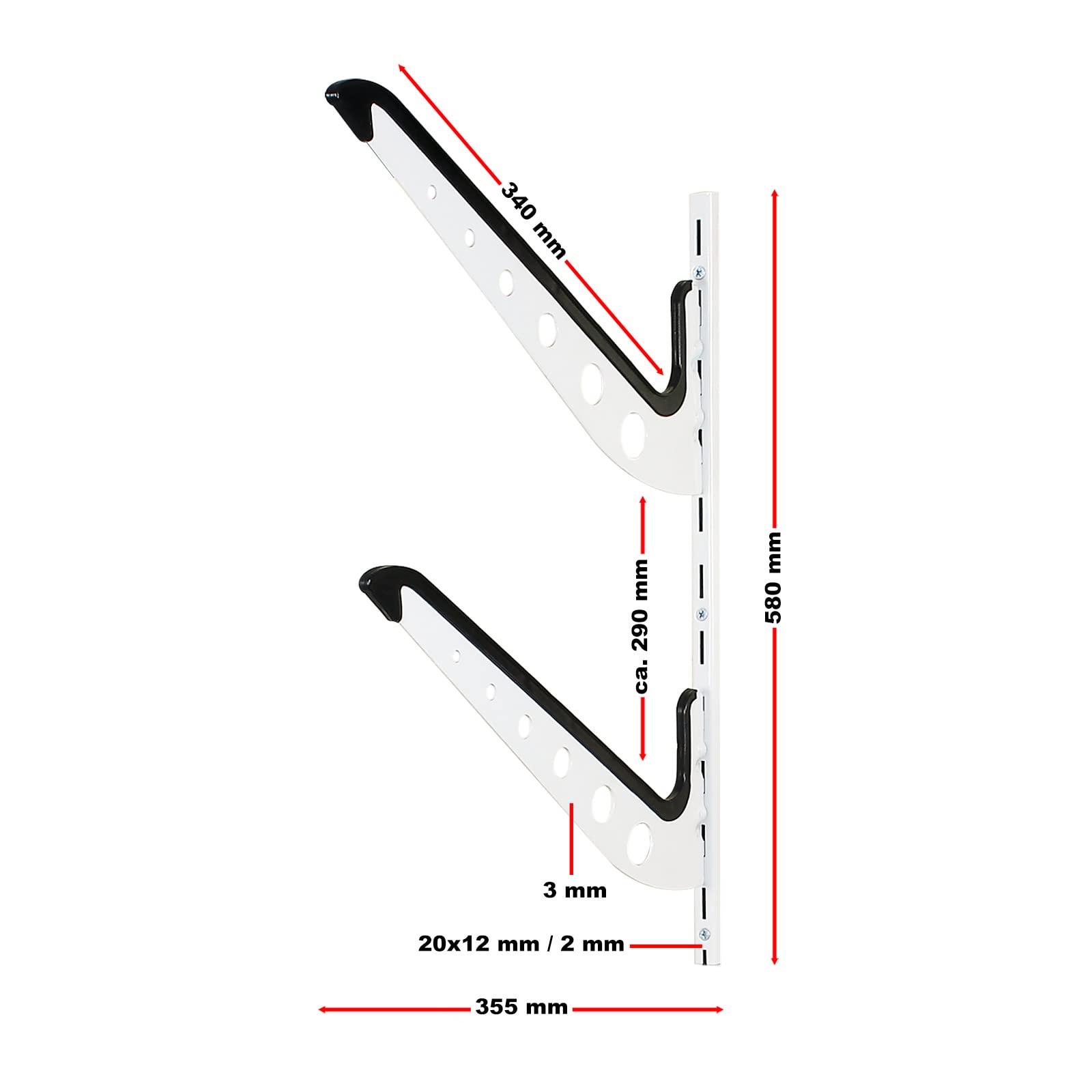 Wiltec Supporto muro surf sci 2 livelli 30 kg ripiano