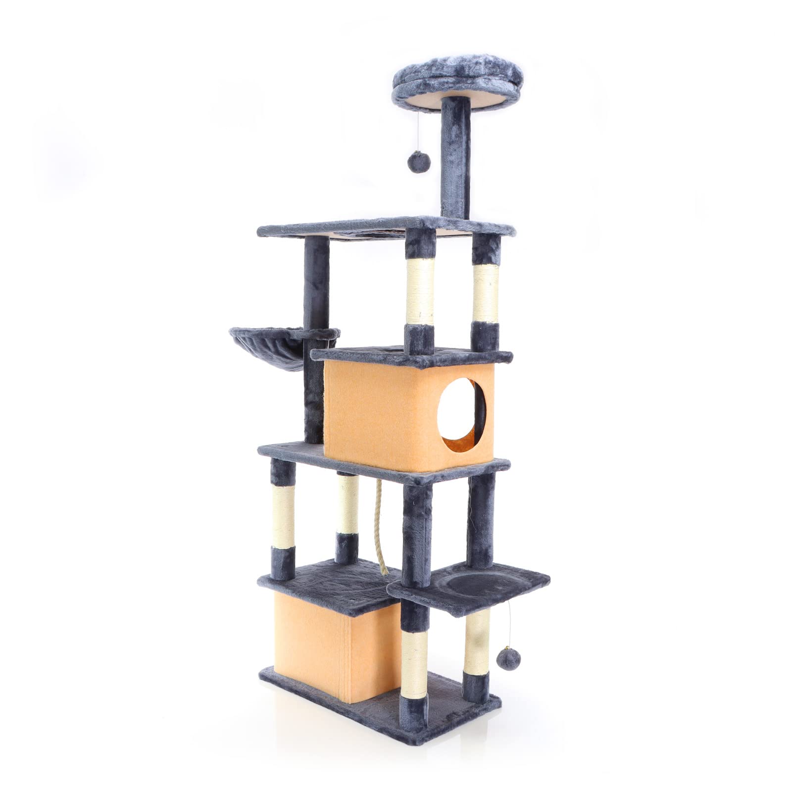 Fudajo Albero Tiragraffi Gatti Grigio Scuro 161 cm Sisal
