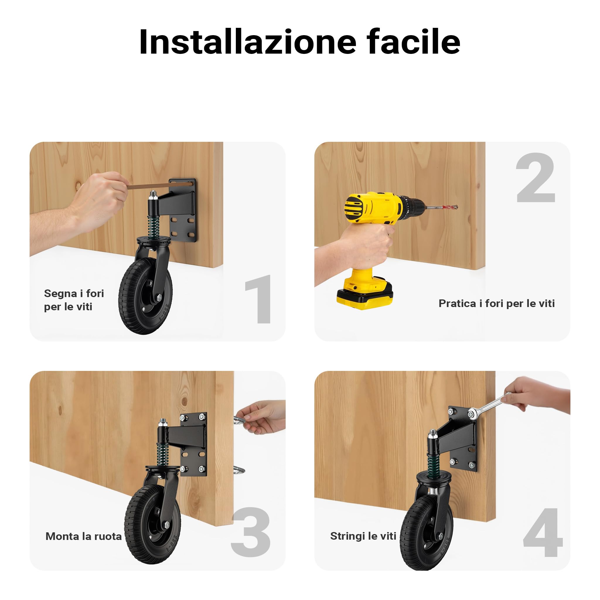 Wiltec Ruota Cancello Girevole 200mm 275kg Gomma