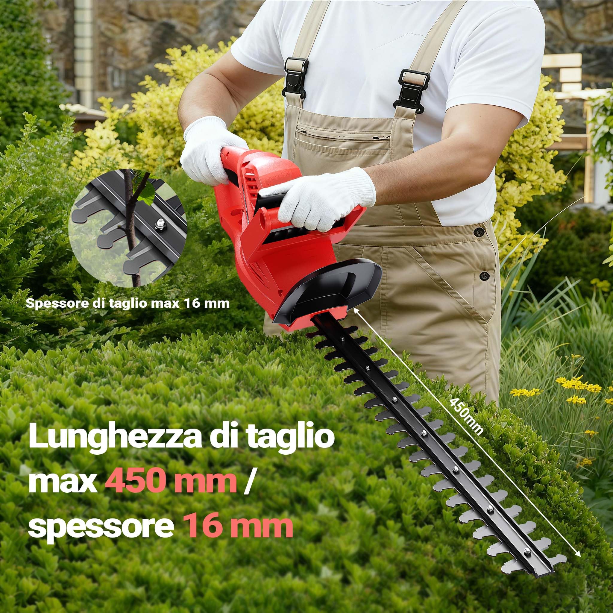 Wiltec Tagliasiepi Elettrico 520W Lama 450 mm 16 mm
