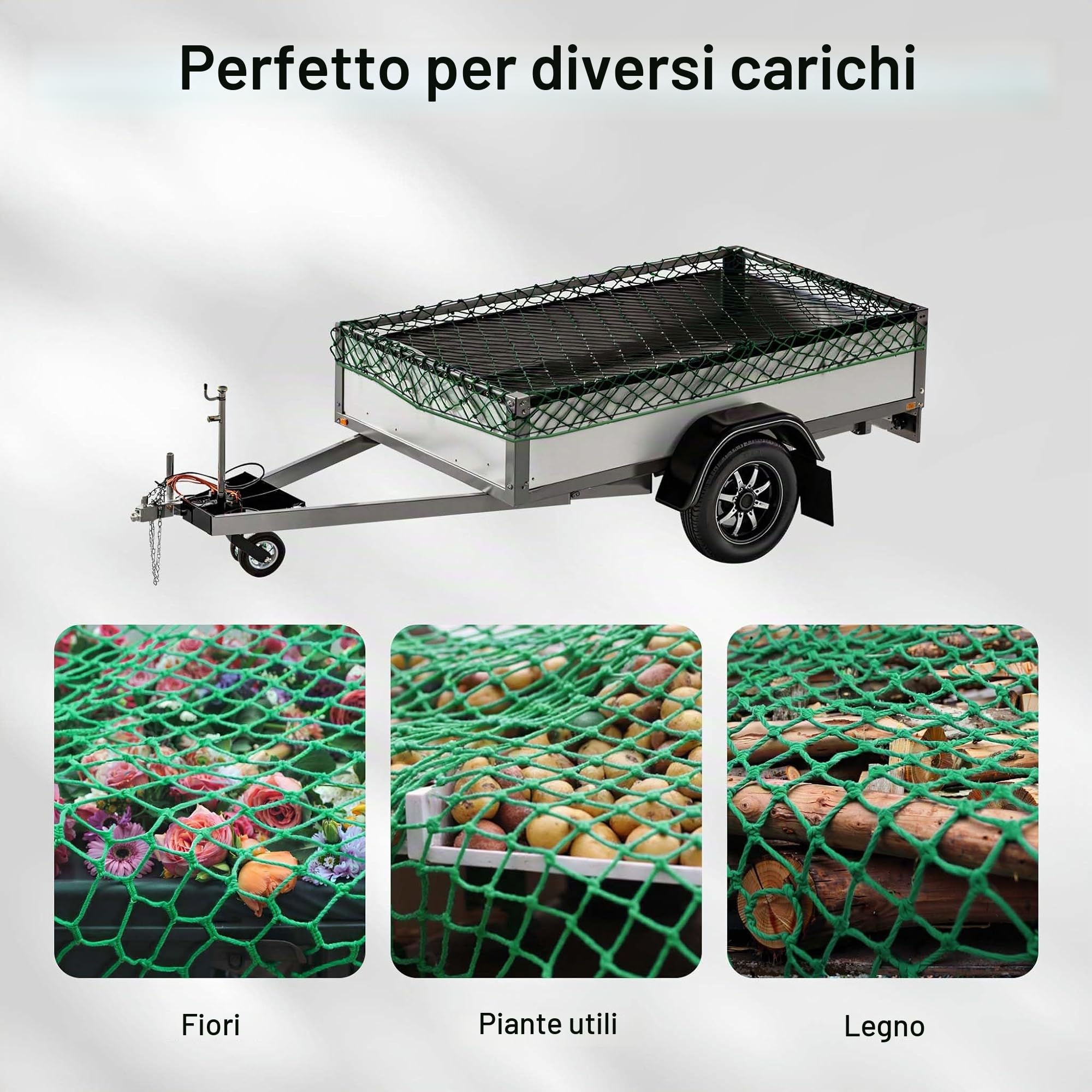 Wiltec Rete Ferma Carico 3x6 m Maglia 45 mm Elastica