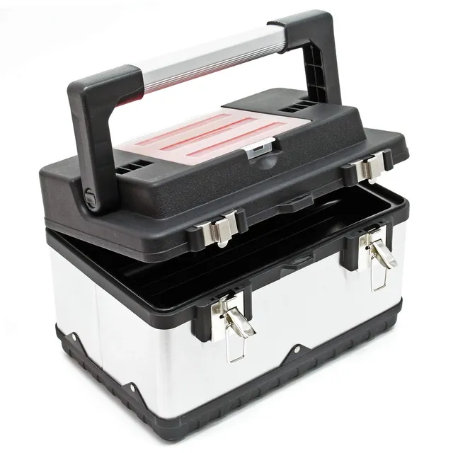 Wiltec valigetta porta attrezzi M inox 38x27x25 cm metallo