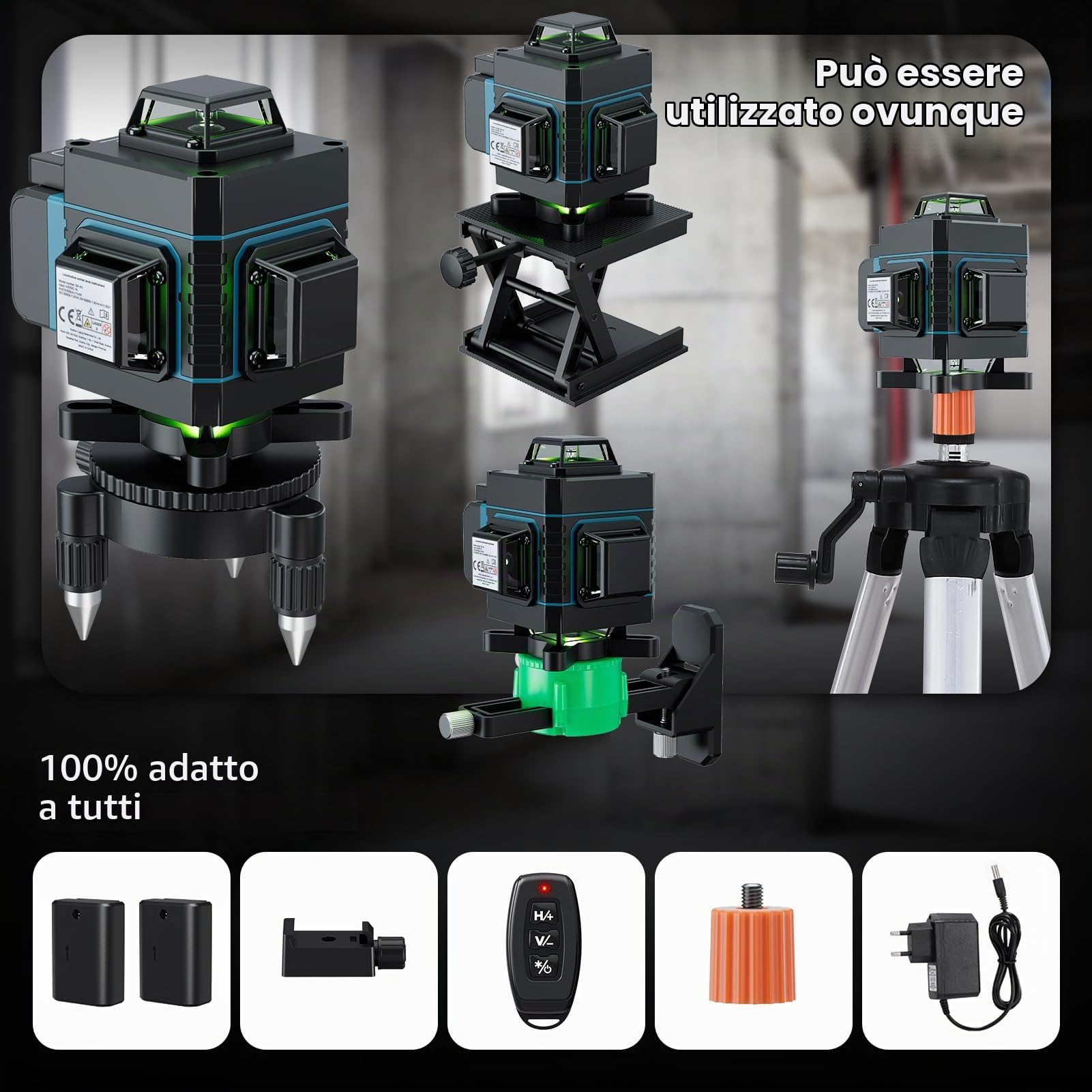 Weytoll Livella Laser 360 Verde 16 Linee Kit Treppiede