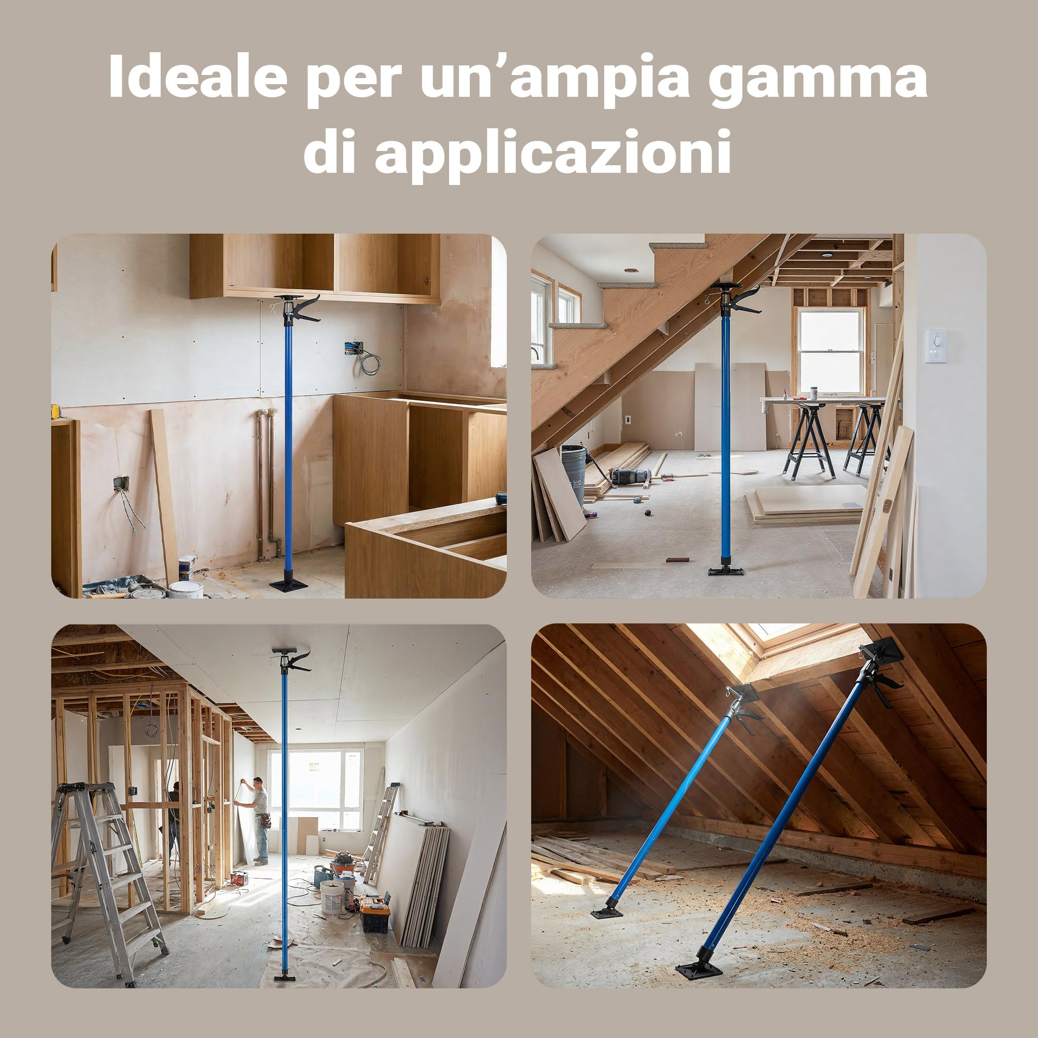 Wiltec Puntello Telescopico Acciaio 115-290 cm 30 kg