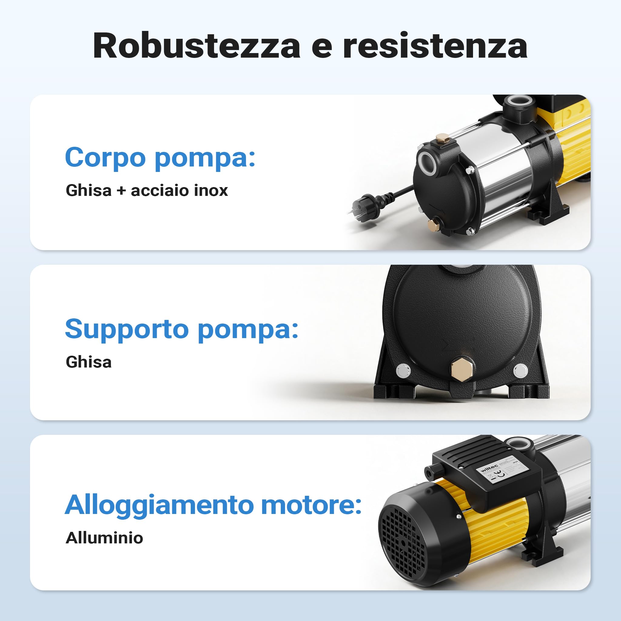 Wiltec Pompa Centrifuga Multistadio 6000 l/h 550W