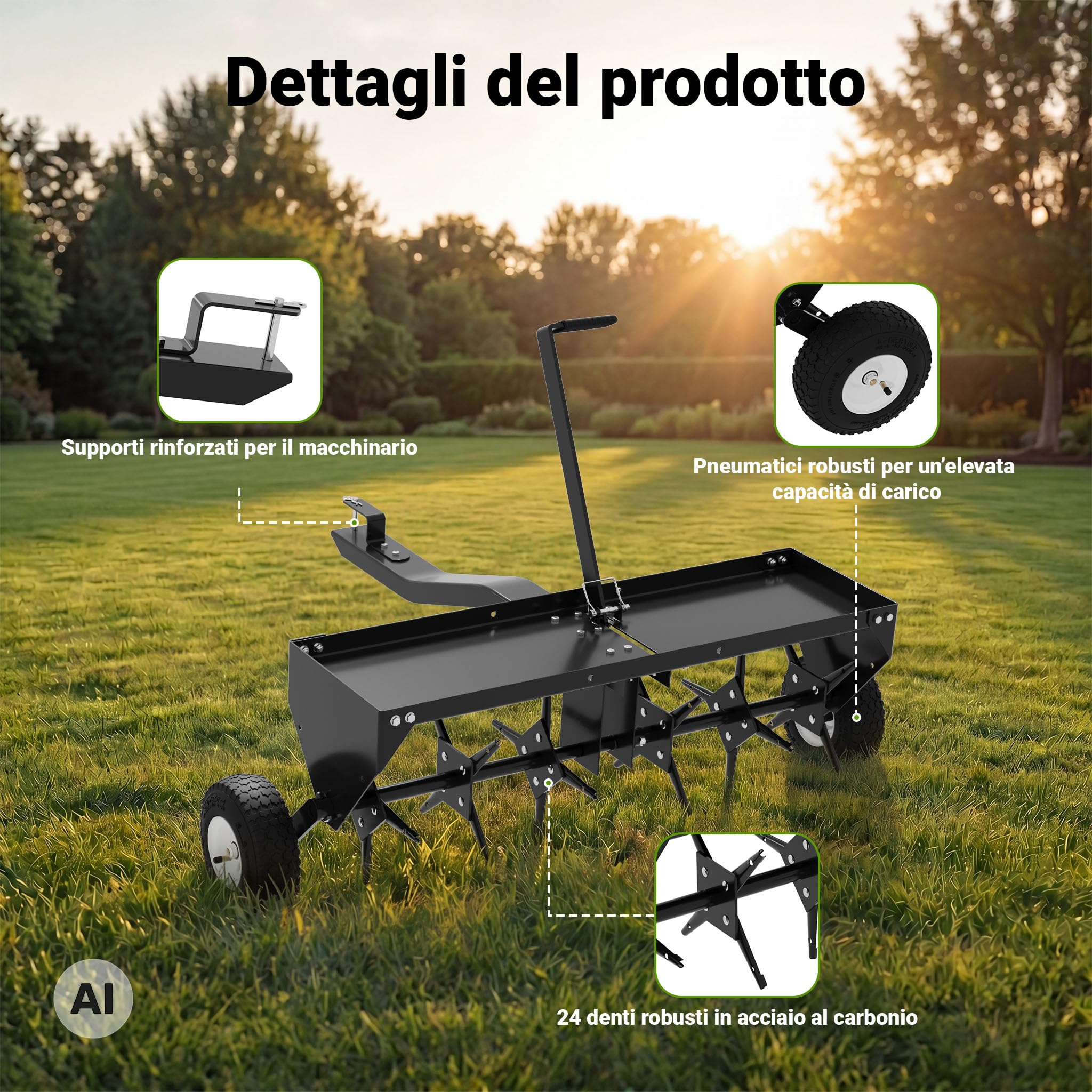 Wiltec Arieggiatore Dischi Trattorino 102 cm 7,6 cm