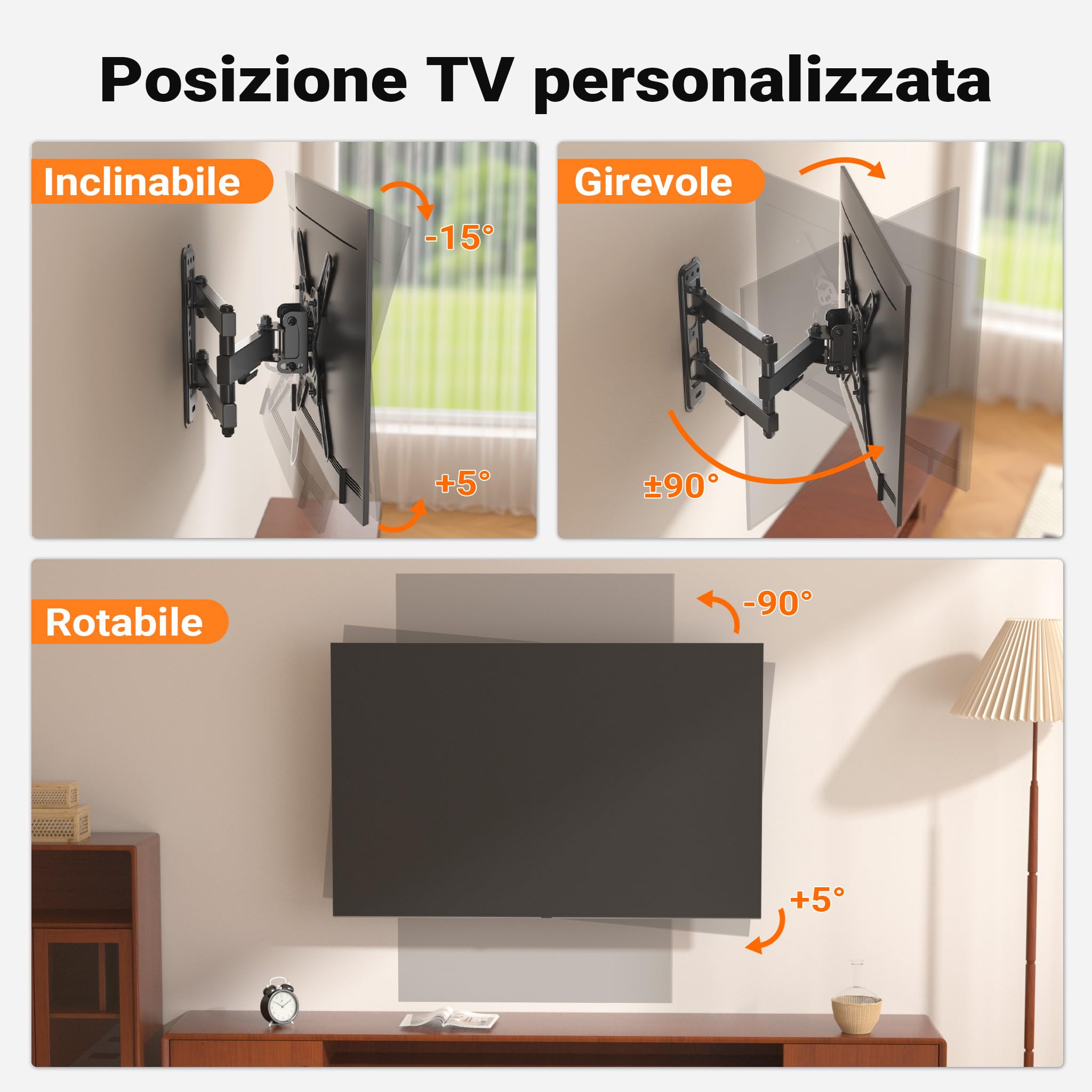 Wiltec Supporto TV parete 13-43" braccio snodato 20 kg