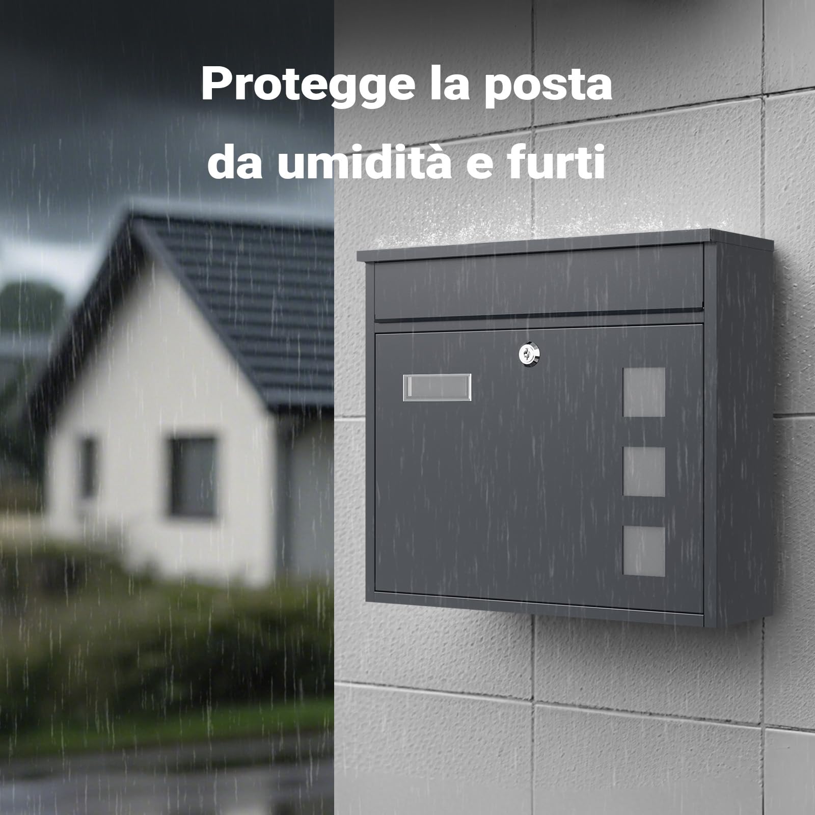 Wiltec Cassetta Postale V12 Antracite Finestrelle Nome