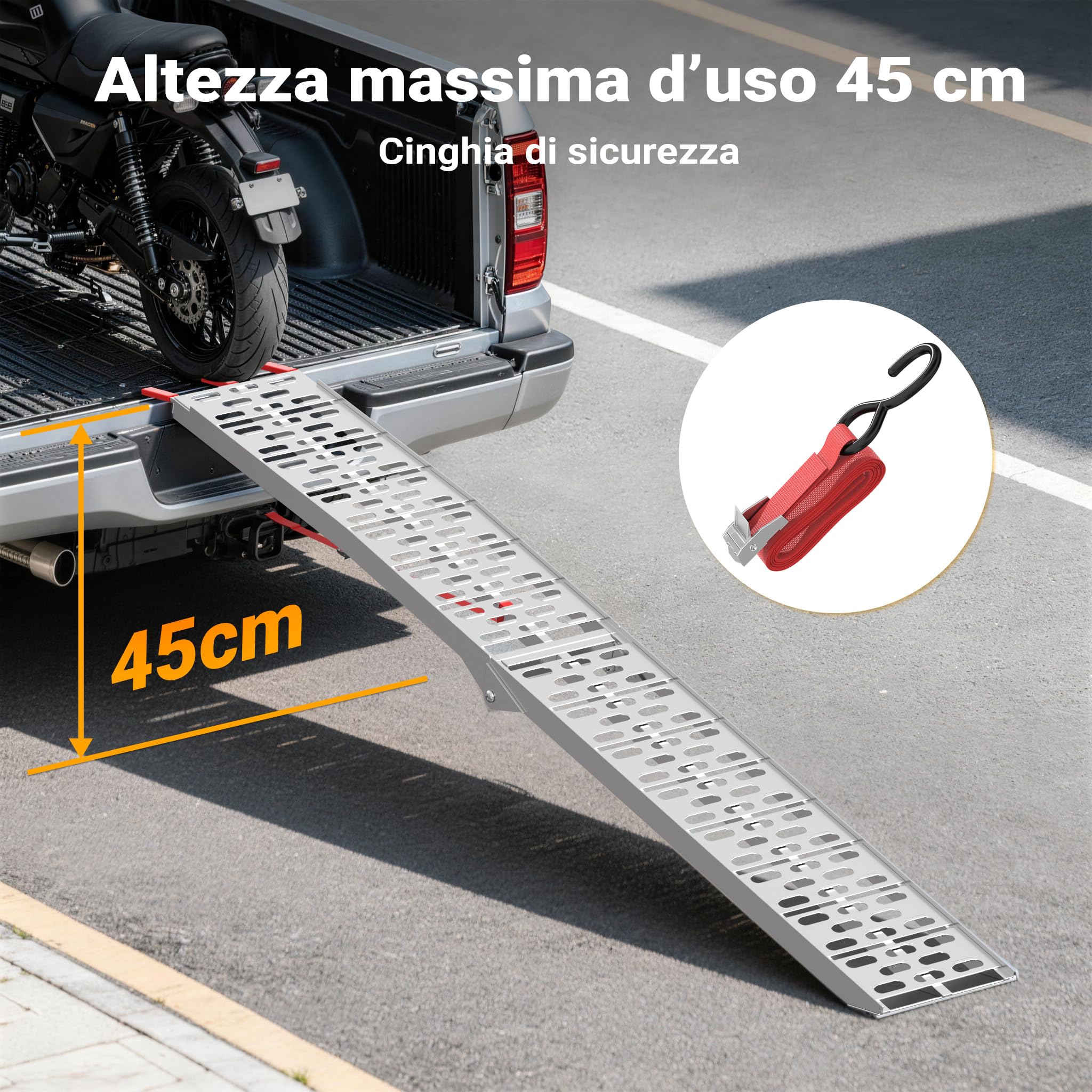 Wiltec Rampa di Carico 223 cm 340 kg Alluminio Pieghevole