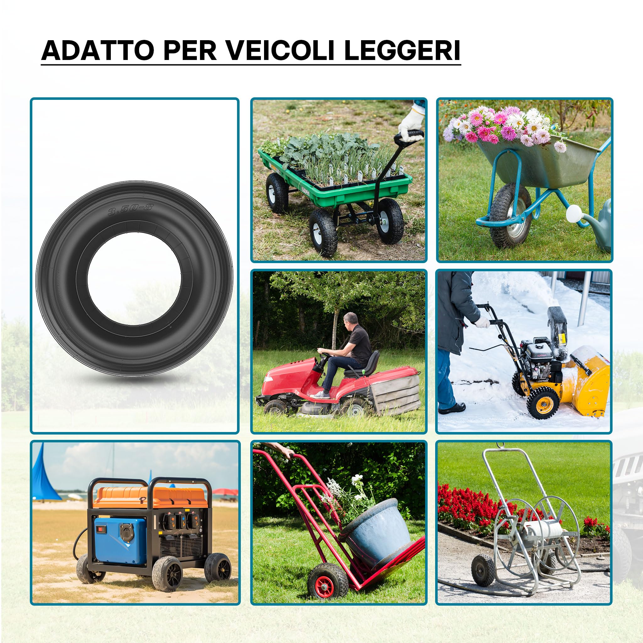 Wiltec copertone carriola 3.50-8 350x100 mm gomma