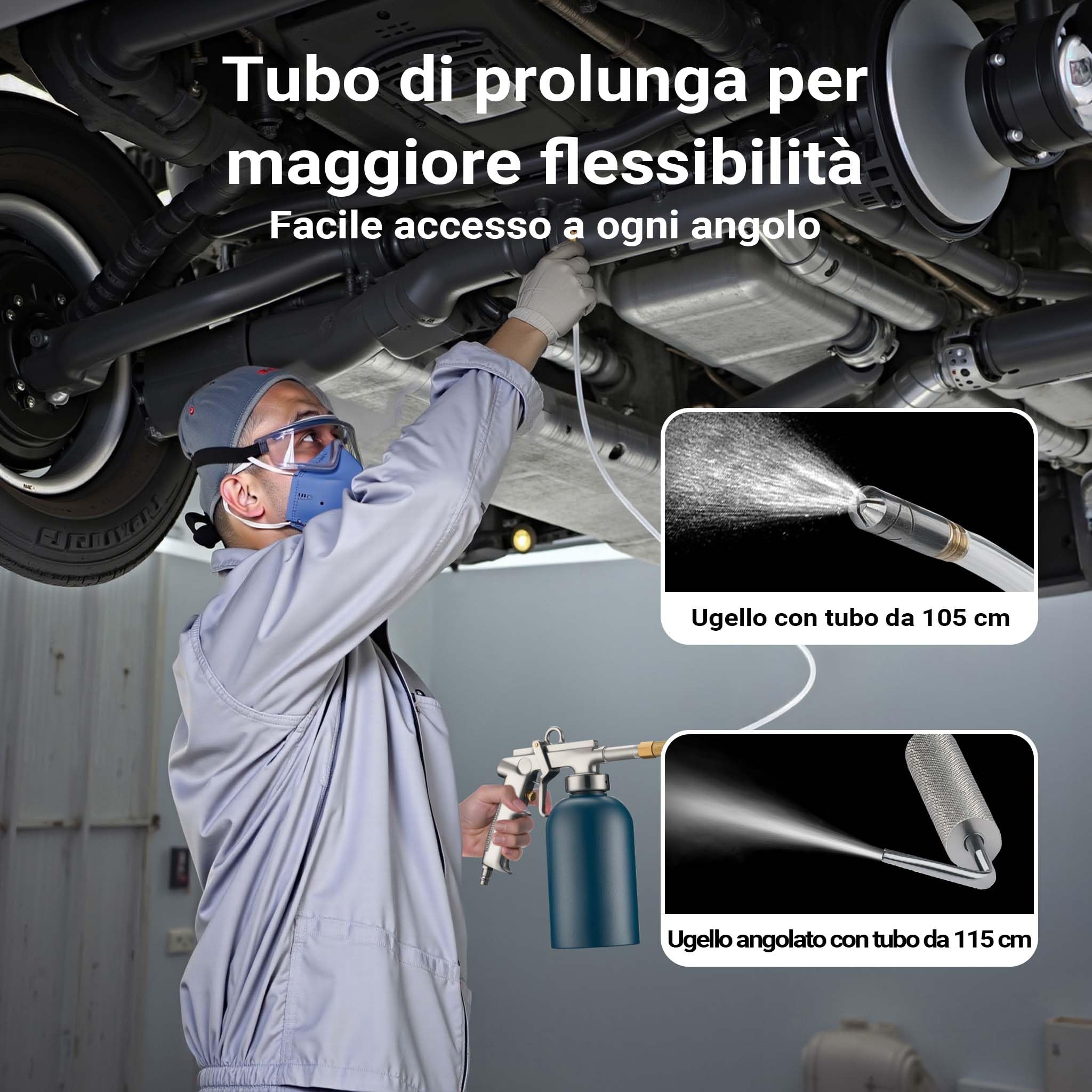 Wiltec Pistola a spruzzo 1100ml sottoscocca 4-6 bar