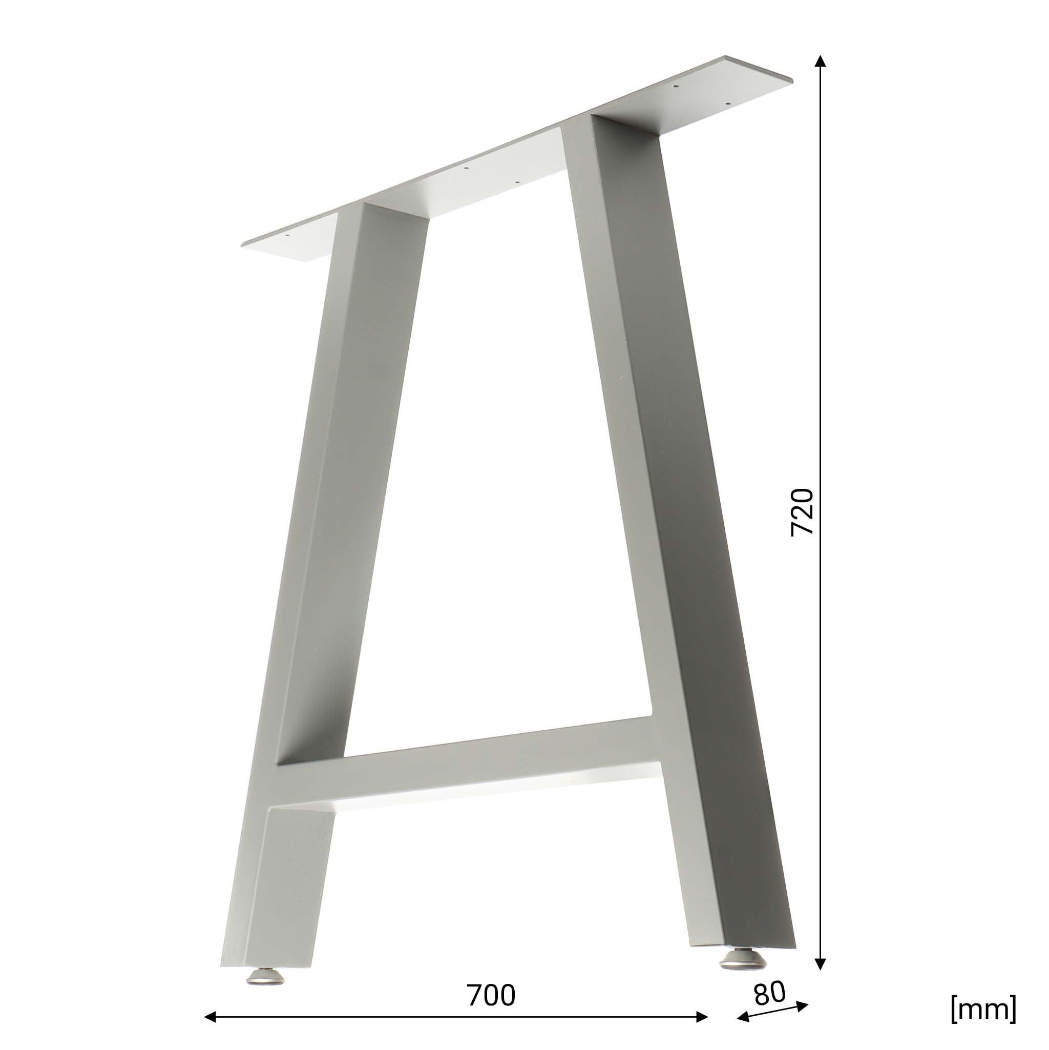 Wiltec gambe tavolo A 70x72 cm set 2 pezzi acciaio grigio
