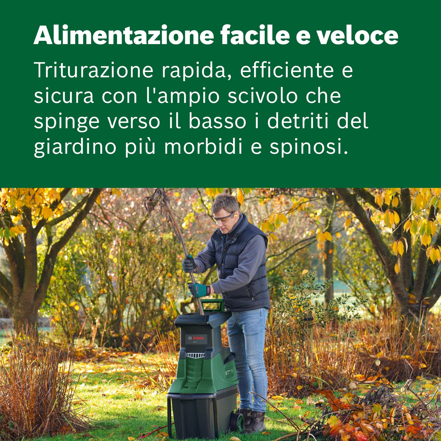 Bosch AXT 25 TC biotrituratore turbina con guanti XL