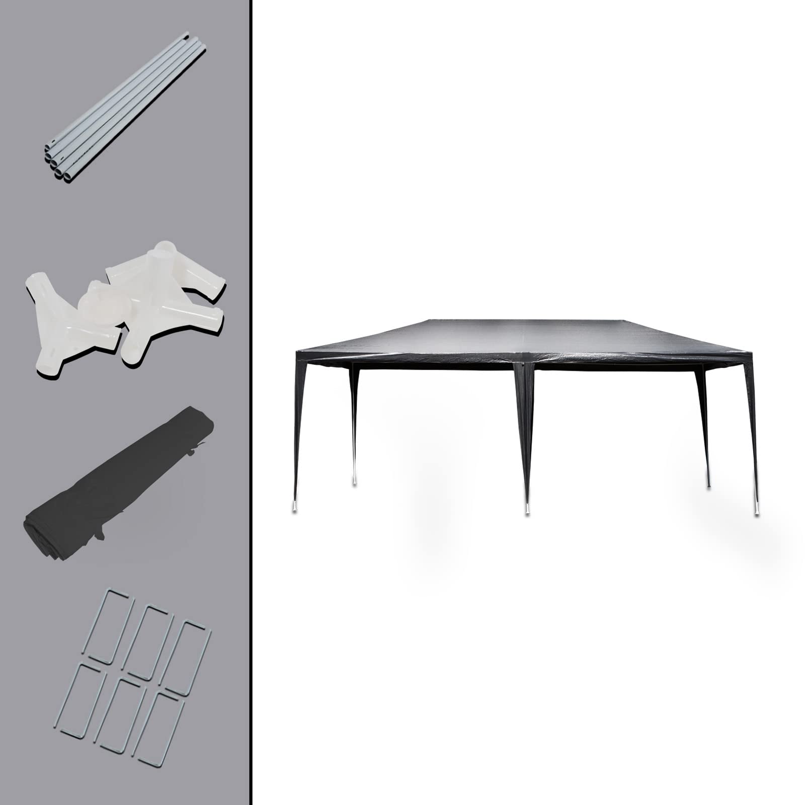 Wiltec Toboli gazebo 3x6 m grigio UV50+ pareti laterali