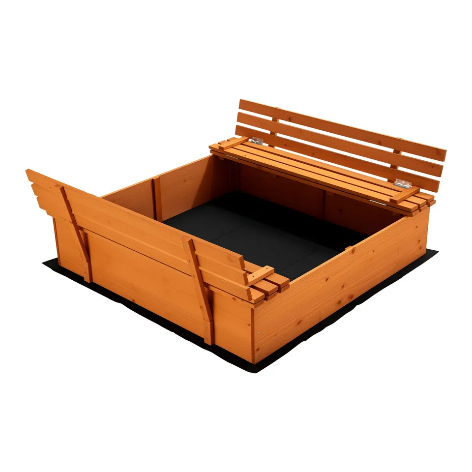 Wiltec Sabbiera 98x98x21 cm legno con panche e coperchio
