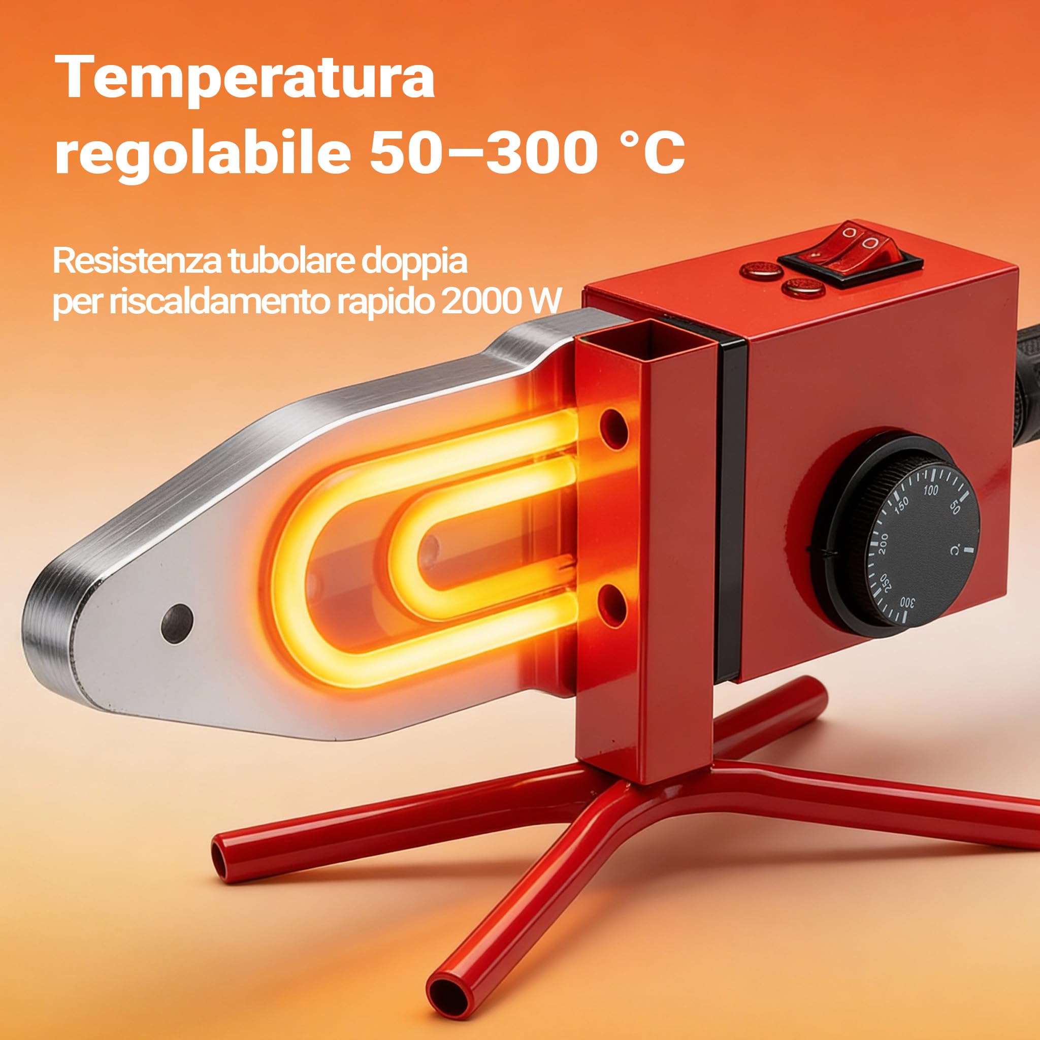 Wiltec Polifusore saldatubi 2000W fino 300°C con matrici