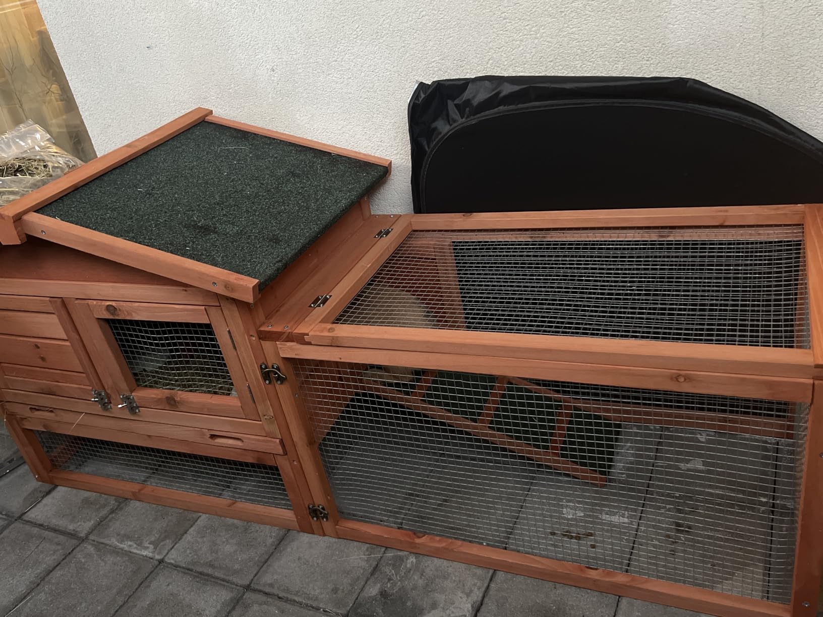 Wiltec conigliera 2 livelli legno 122x63x92 cm con recinto