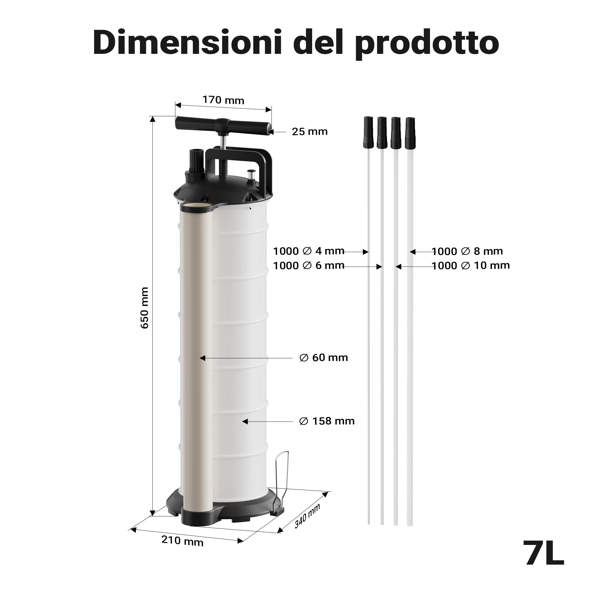 Wiltec pompa aspirazione olio manuale 7 litri con tubi