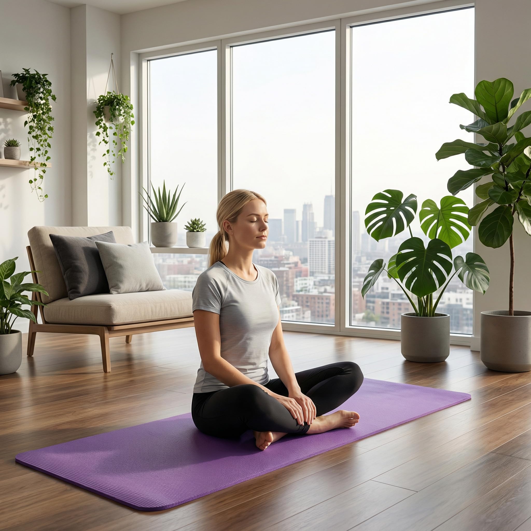 Wiltec Tappetino Yoga Fitness Viola 180x60x1,5 cm
