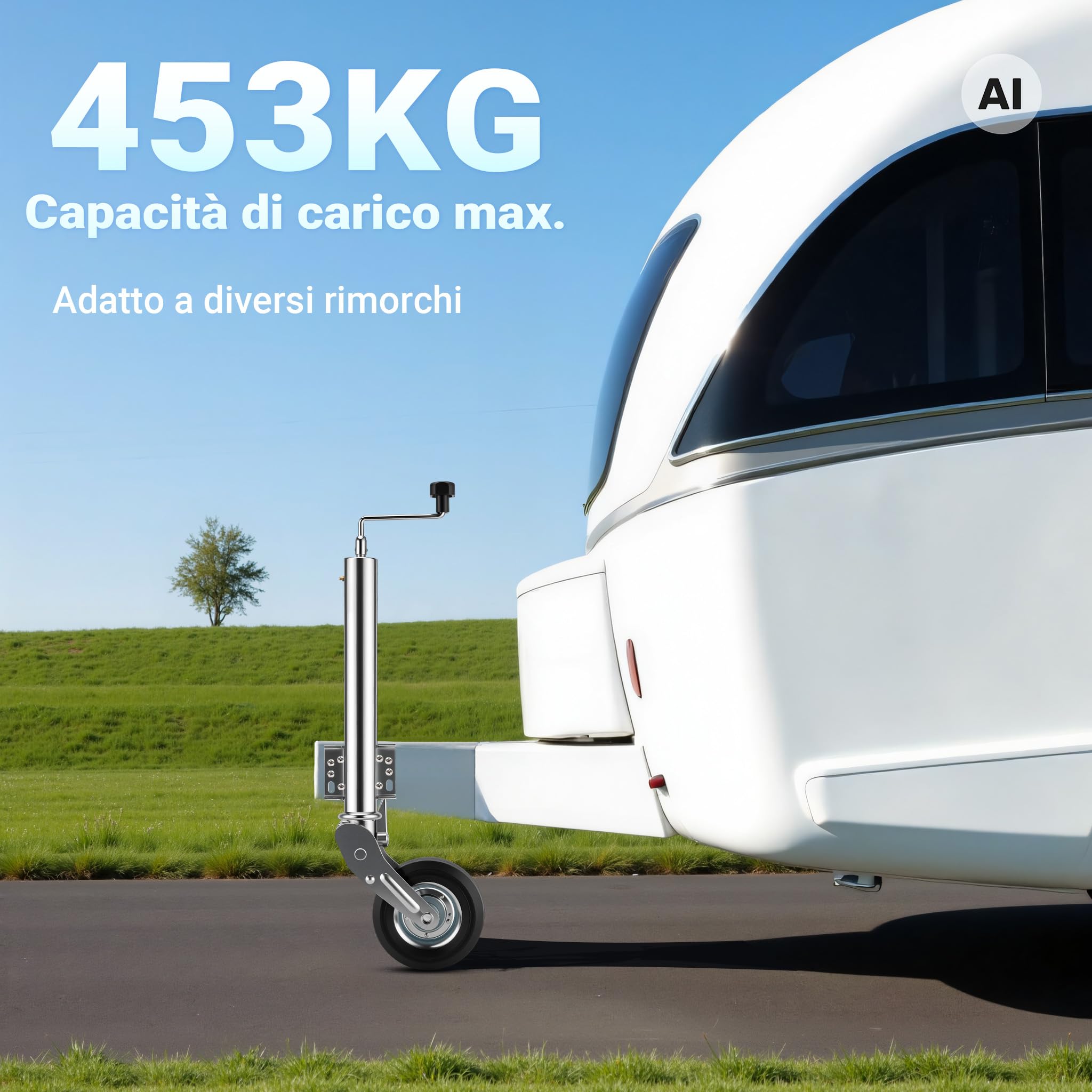 Wiltec 30117 Servotimone Ruotino Rimorchio 453kg Automatico