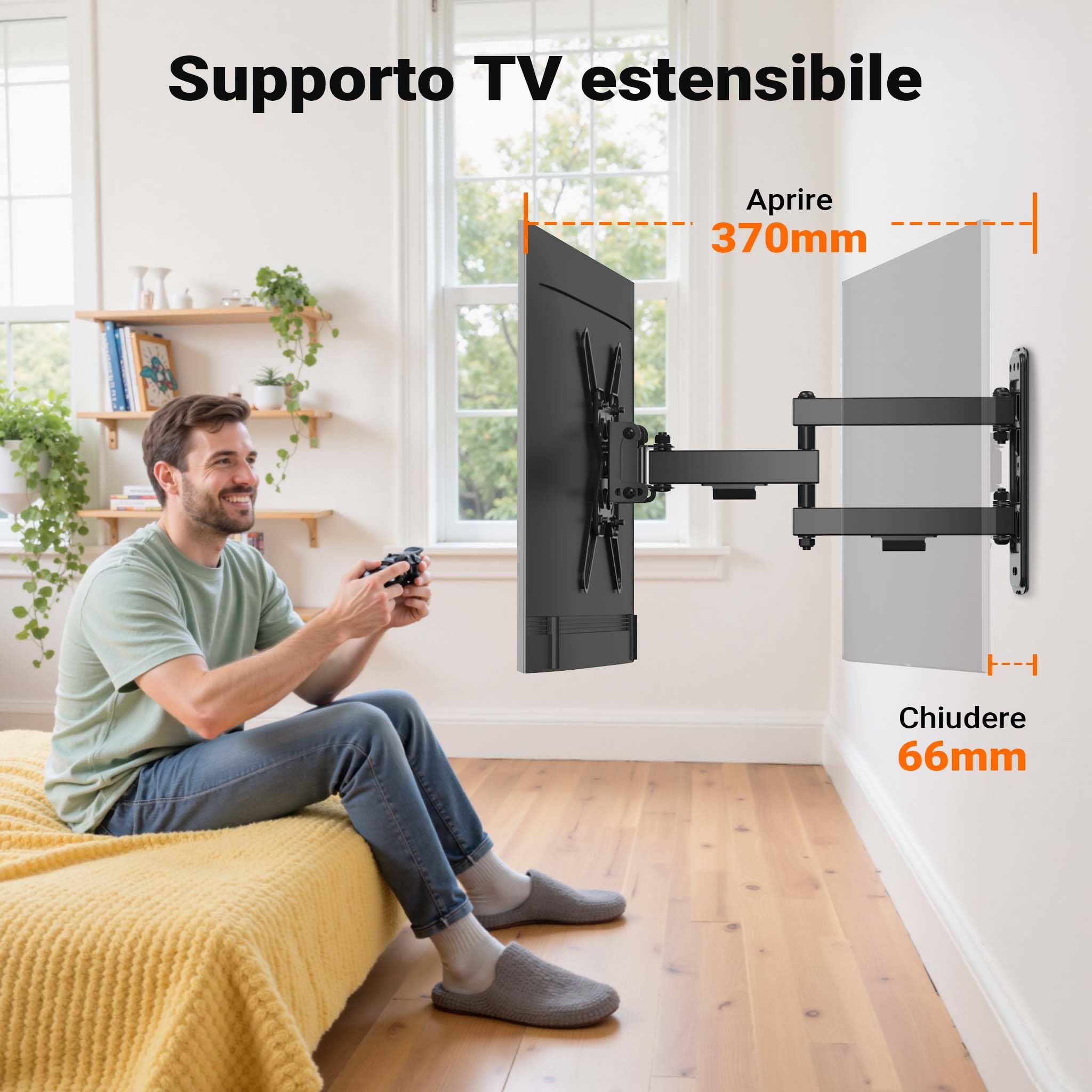 Wiltec Supporto TV parete 13-43" braccio snodato 20 kg