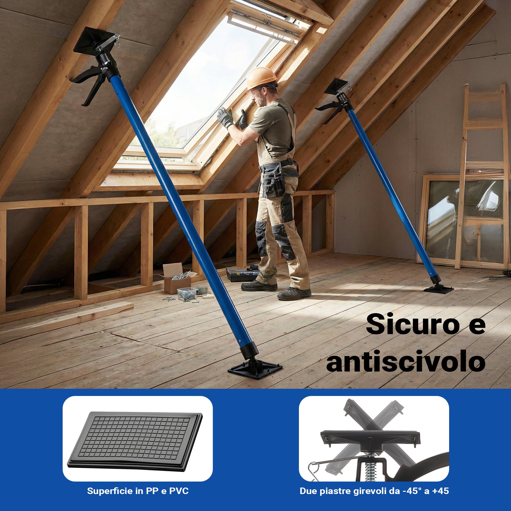 Wiltec Puntello Telescopico Acciaio 115-290 cm 30 kg